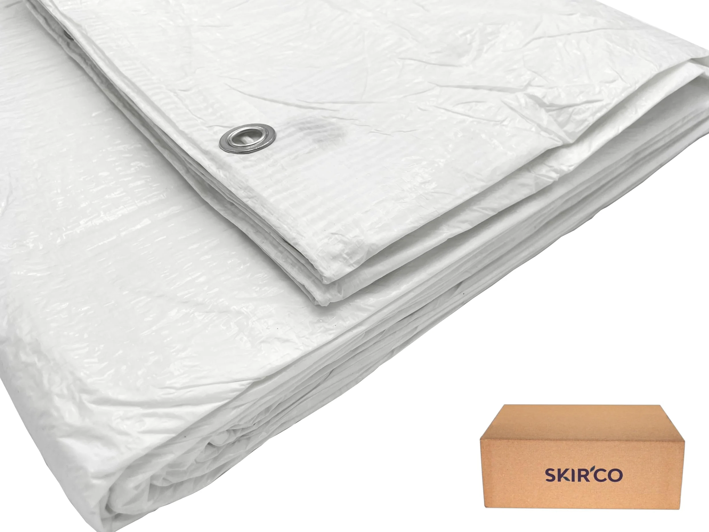 SKIR'CO Telone bianco 4x8 m, impermeabile, 55 g/m2, con occhielli, telo protettivo per auto, telone multiuso