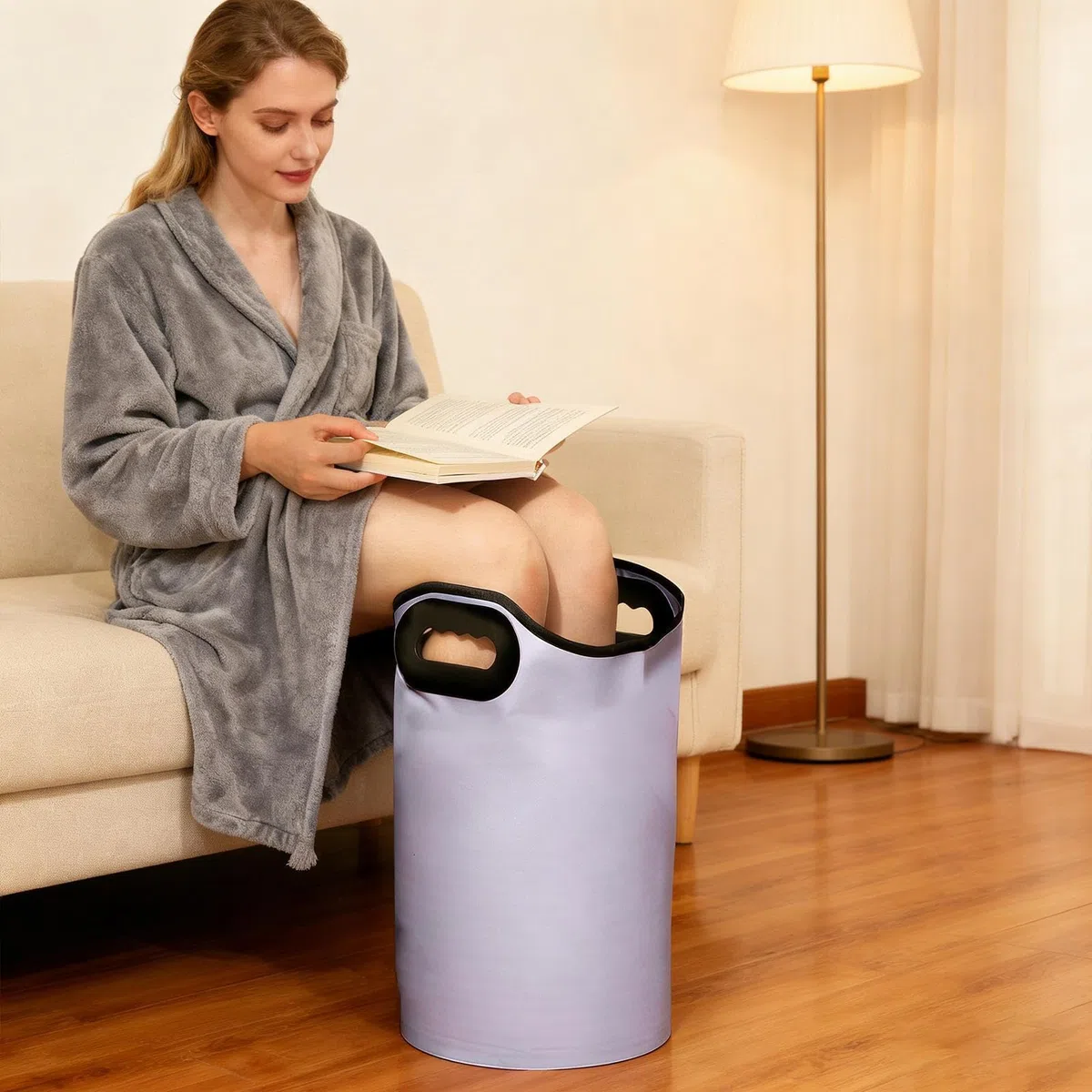 Vasca da bagno per piedi – Grande contenitore da 23 litri, impermeabile, pieghevole in PVC, pratico ammollo, accessorio rilassante per la circolazione dei piedi stanchi per la Dus