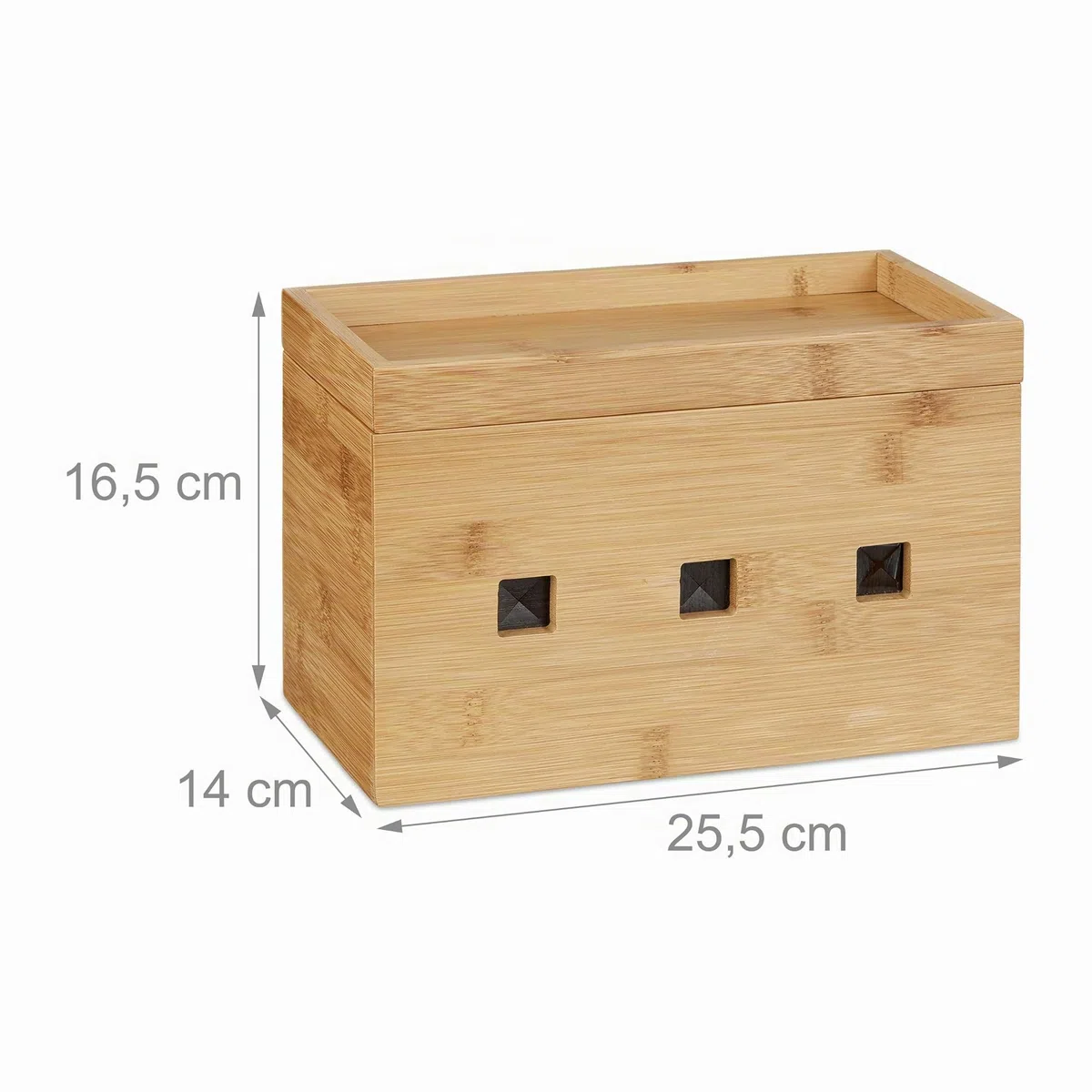 Relaxdays Organizer Porta Prese, Nascondi Cavi, Box Compatto, Universale, Pratico, HxLxP: 16,5 x 25,5 x 14 cm, Marrone