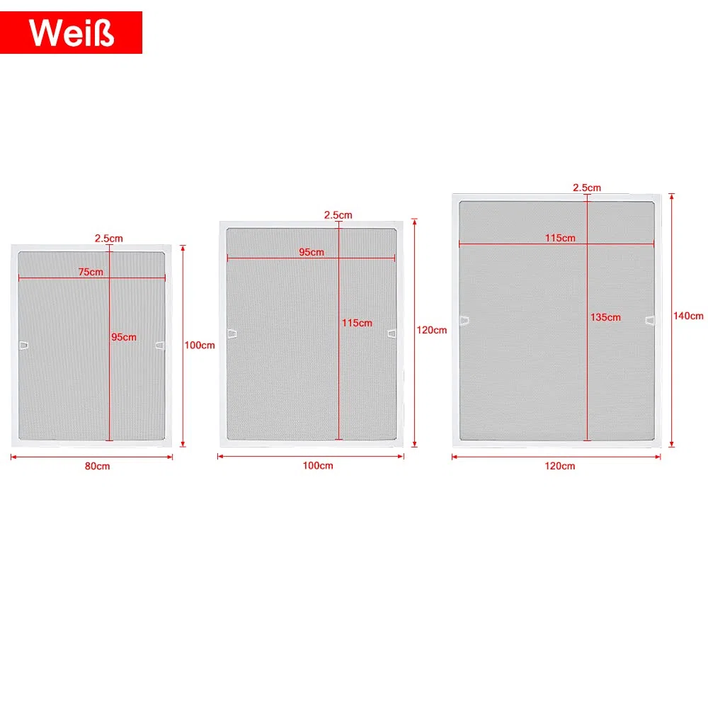 Zanzariera per finestra senza fori, zanzariera con telaio in alluminio, zanzariera per balcone, terrazze (80 x 100 cm, bianco)