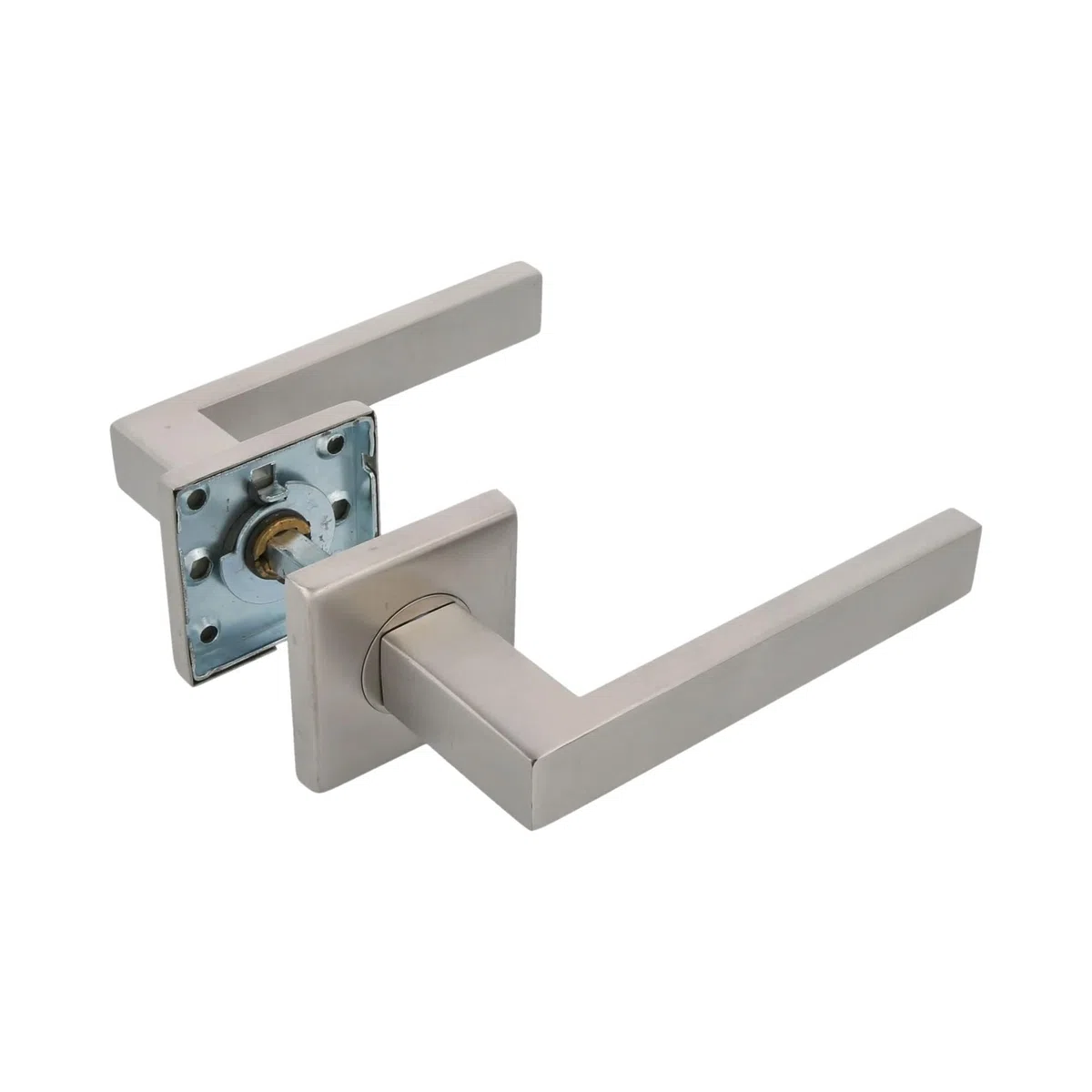 Amig - Set di Maniglie con Rosetta Interna per Porte | Mod. SUKI | 54 x 54 mm | Quadretto da 8 mm | Design Elegante e Semplice | Acciaio Inossidabile | Argentato Opaco