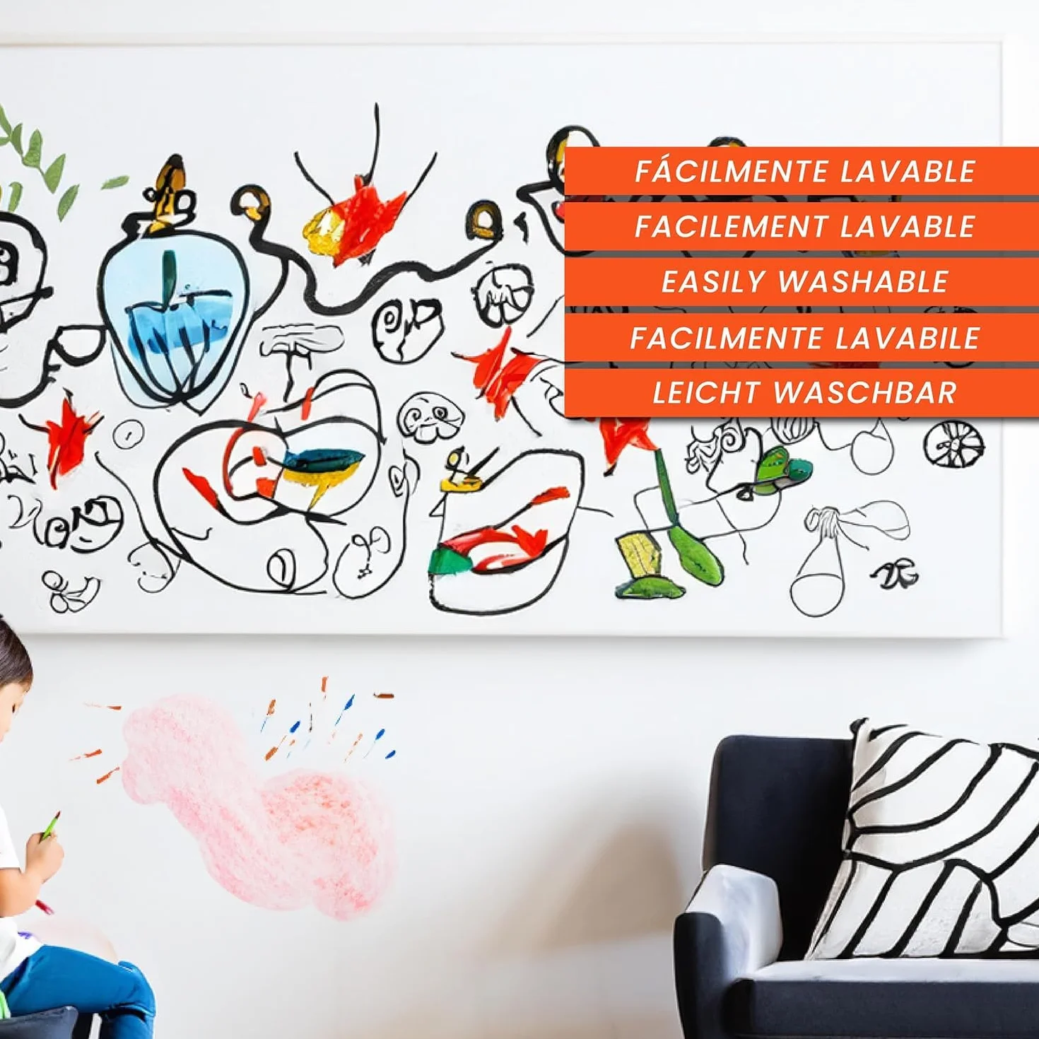 PECTRO Set Pittura Bianca per Interni ed Esterni 6,6kg (4L) con rullo, pennello, griglia e nastro in carta | Set Pittura per Interni Lavabile per Pareti e Soffitti - Contenitore in plastica riciclata