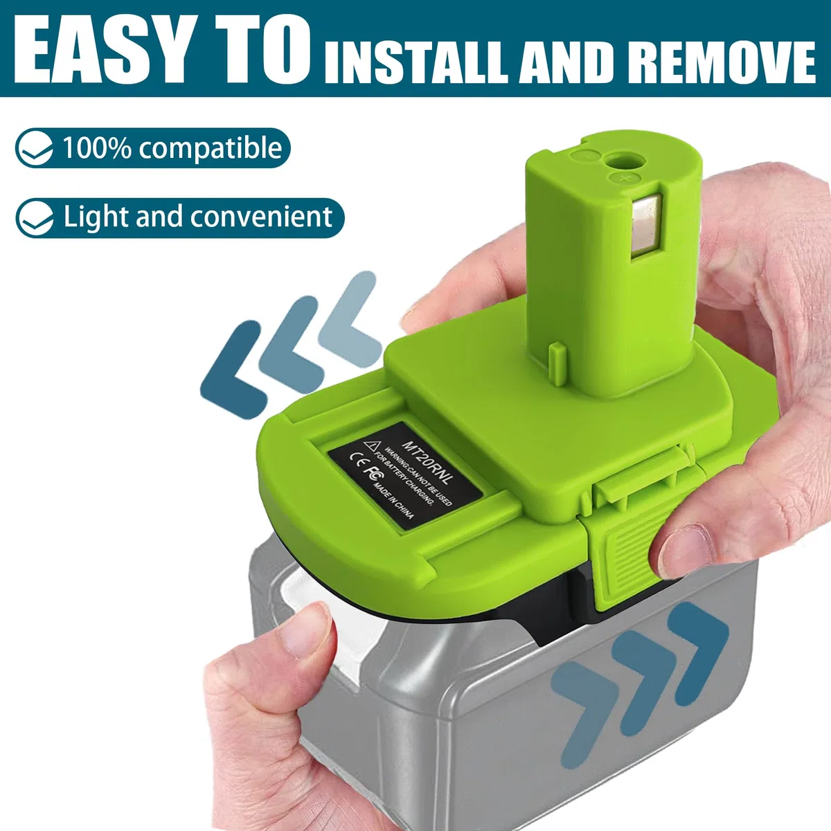 Adattatore batteria MT20RNL per Makita 18 V da convertire per utensili Roybi da 18 V, per batteria Makita da 18 V convertire in batteria agli ioni di litio Ryobi da 18 V