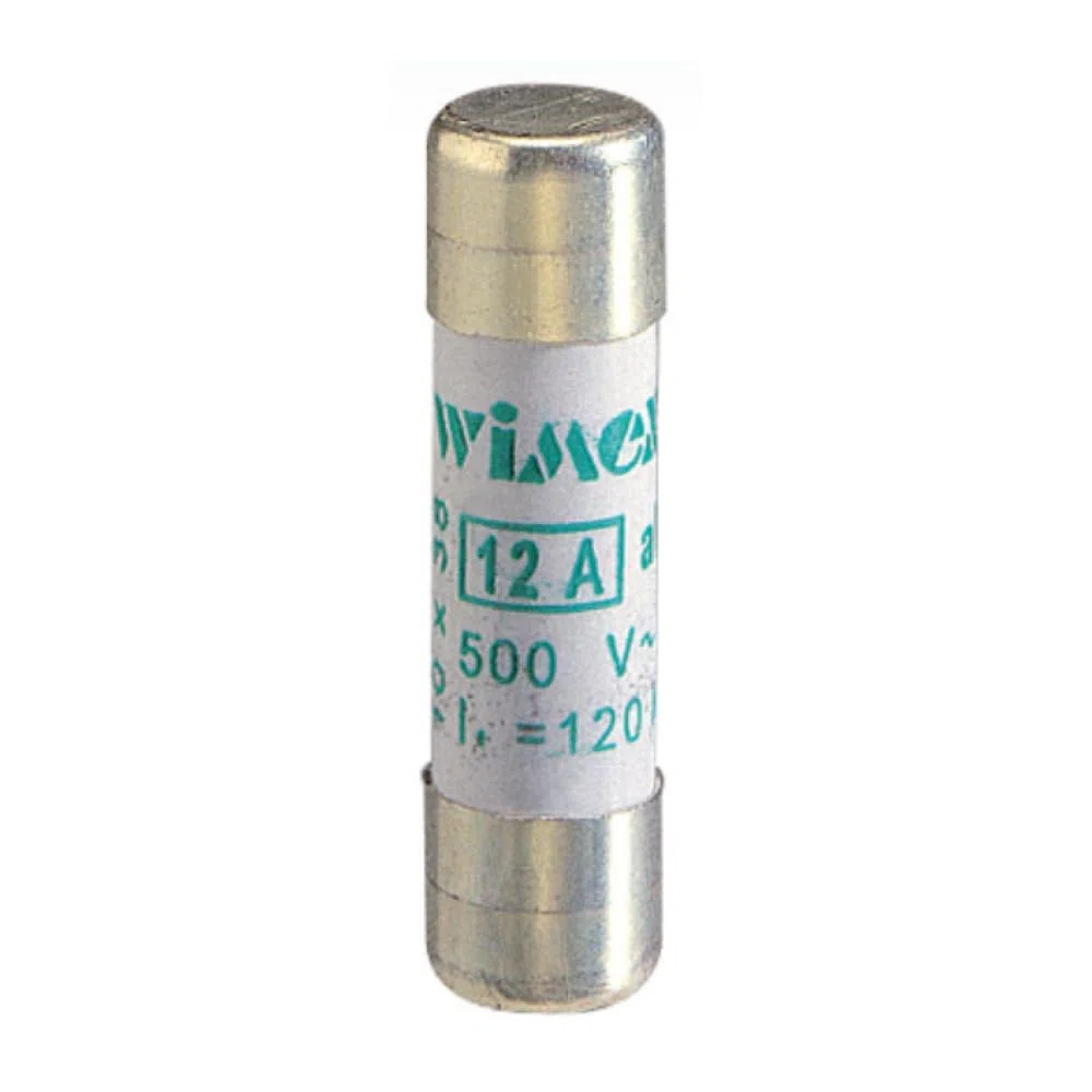 Confezione da 10 fusibili, cilindrico 10x38 10,3x38mm, 500V 0,5A 500mA, impiego aM, protezione correnti di spunto, motori, trasformatori, in ceramica, steatite, Potere interruzione 120KA