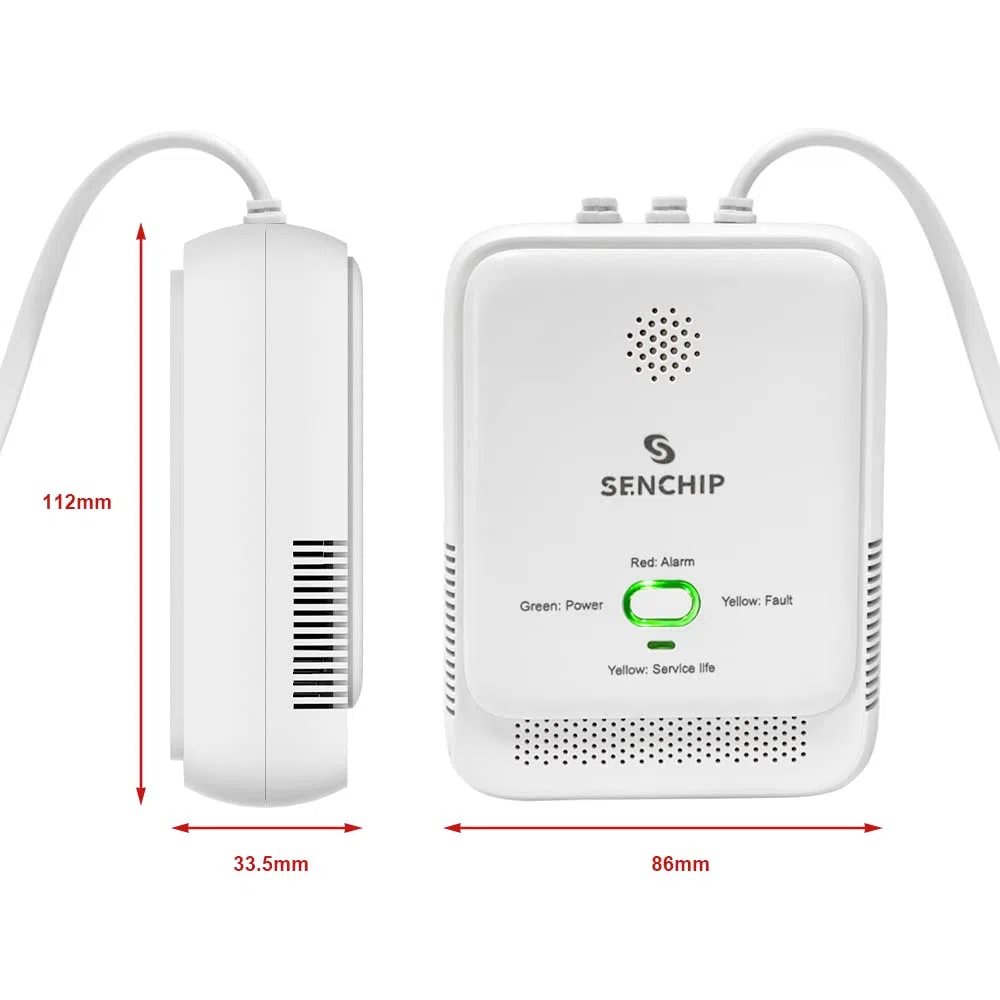 Allarme Fughe Gas con Rilevatore per Gas Naturale (Metano) e GPL (Propano/Butano) - 230V a Plug-in - Protezione per Cucina, Garage, Camper