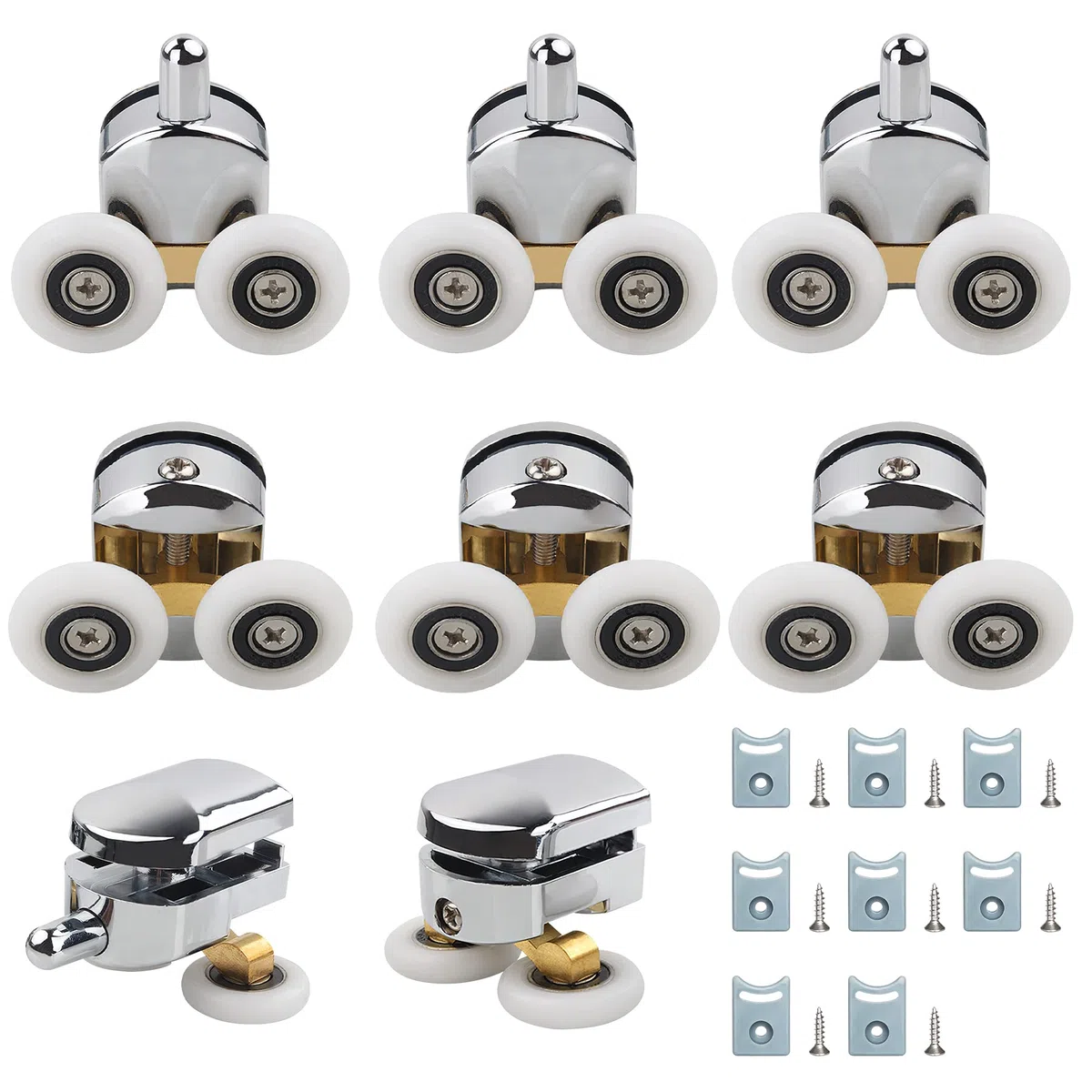 8 Set Rulli Per Porta Doccia.Rotelle Box Doccia Diametro e' 25 mm. Ruote Della Doccia per Vetro 4-6 mm.Rulli Doccia per La Porta Scorrevole Della Doccia(4 Rulli Superiori e 4 Inferiori)