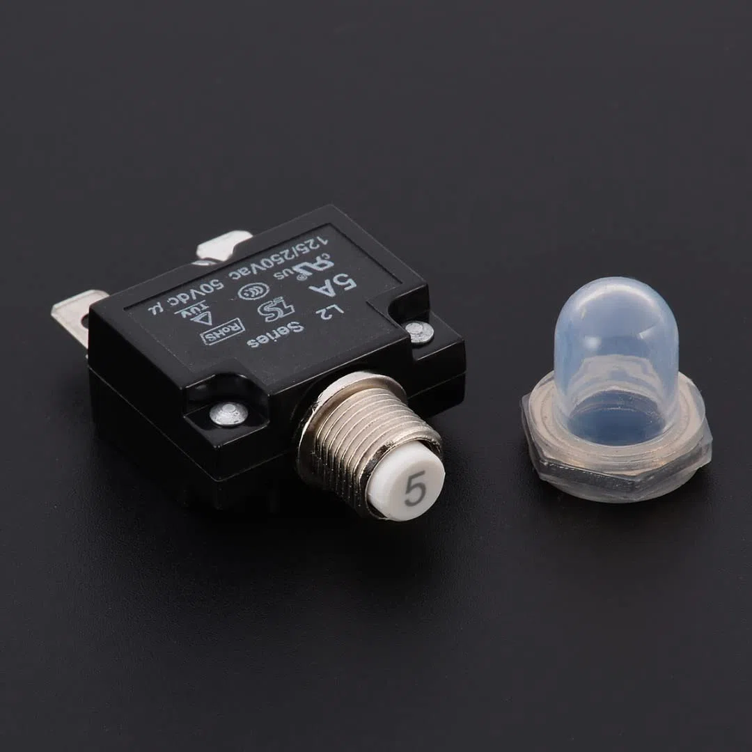 Circuit Breaker 1X 5A/10A/15A/20A/30A Circuit Breaker 12V/24V Push Button Resettable Thermal Circuit Breaker Panel Mount with Waterproof Cap (Size : 15A)