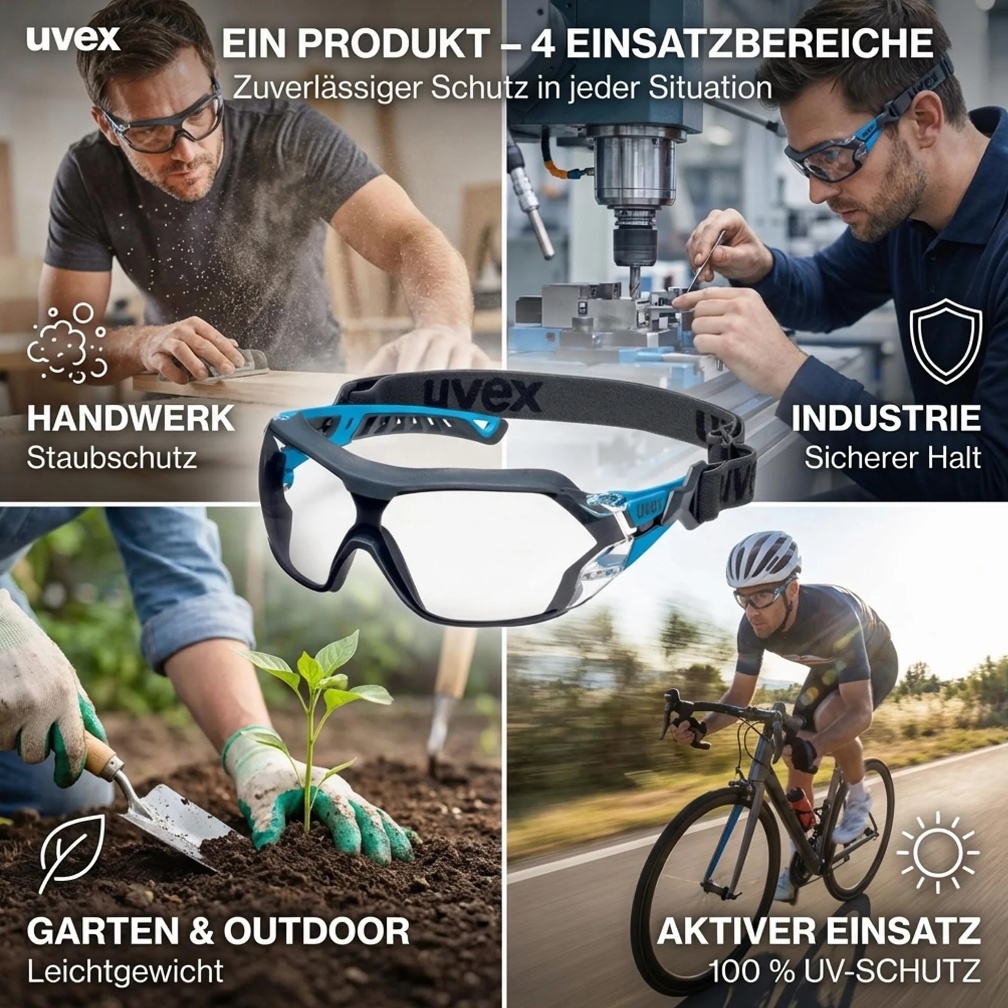 Uvex pheos Nxt Guard – Occhiali protettivi – Occhiali da stiro con protezione UV al 100% – Interno anti-appannamento – Esterno estremamente resistente ai graffi e senza metalli – con fascia