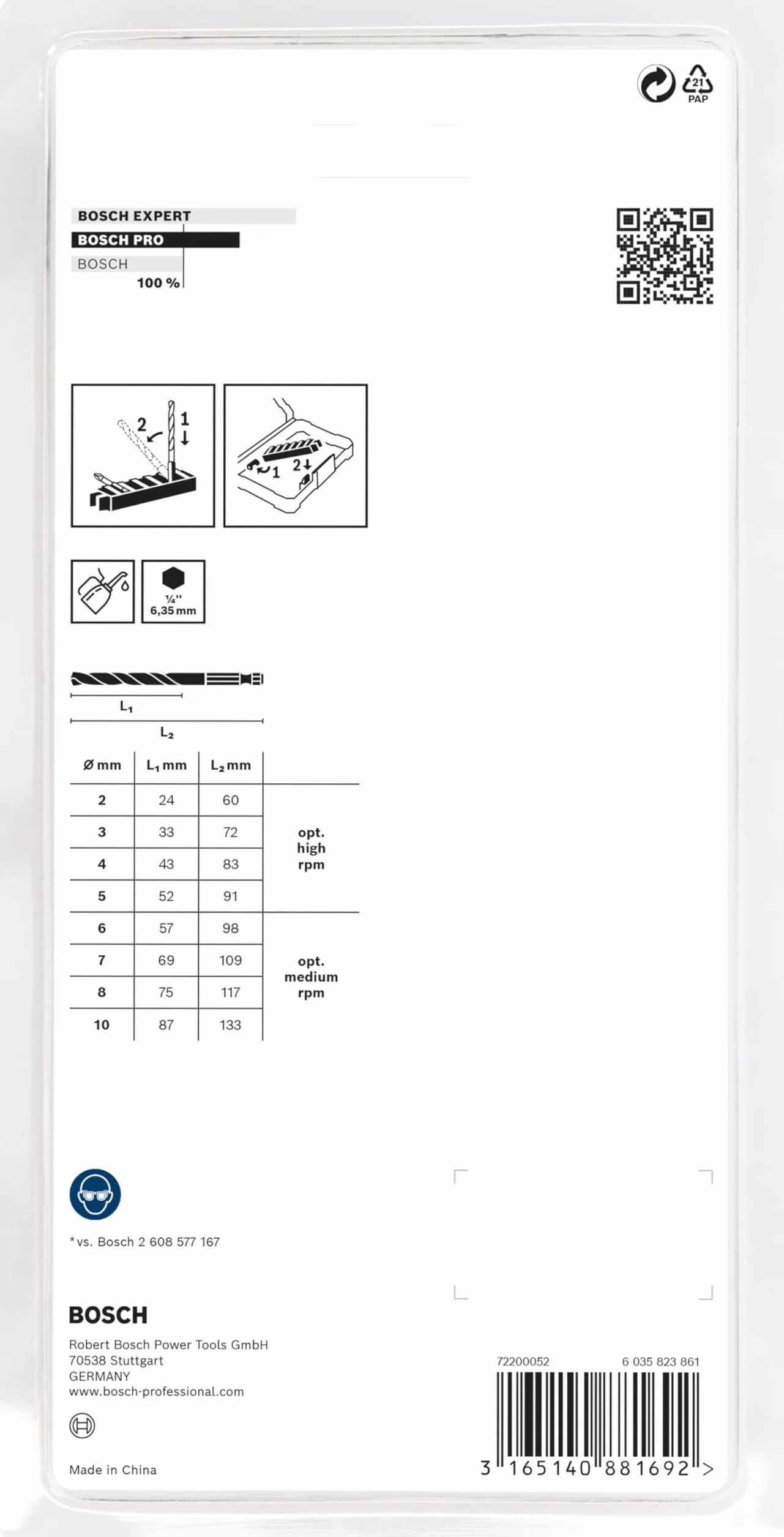 Bosch 8x Set di punte per metallo PRO Metal HSS-G Impact (per Metalli non ferrosi, Acciaio, Ø 2,0, 3,0, 4,0, 5,0, 6,0, 7,0, 8,0, 10,0 mm, Professional Accessorio Trapano, Trapano/avvitatori rotanti)