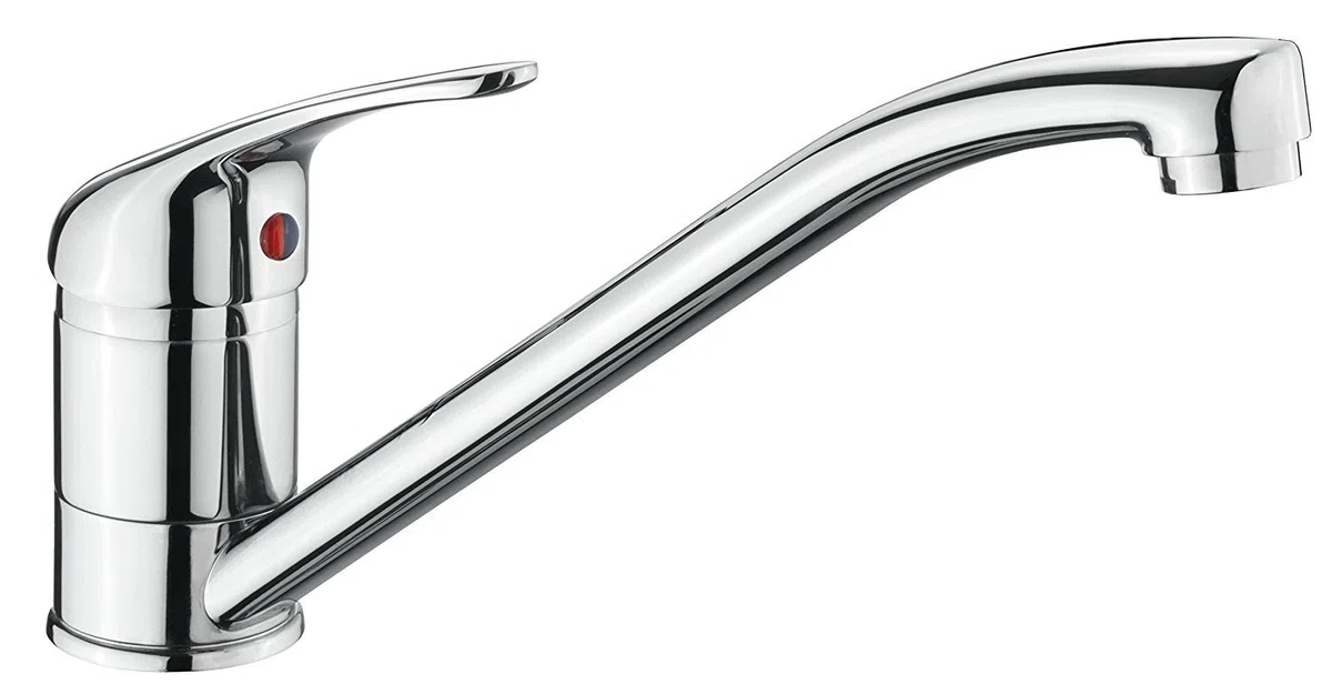 CON:P SA925 - Rubinetto monocomando per lavello "Sesia", corpo in ottone di alta qualità, cromato, beccuccio girevole, rubinetto ad alta pressione, rubinetto da cucina, rubinetto
