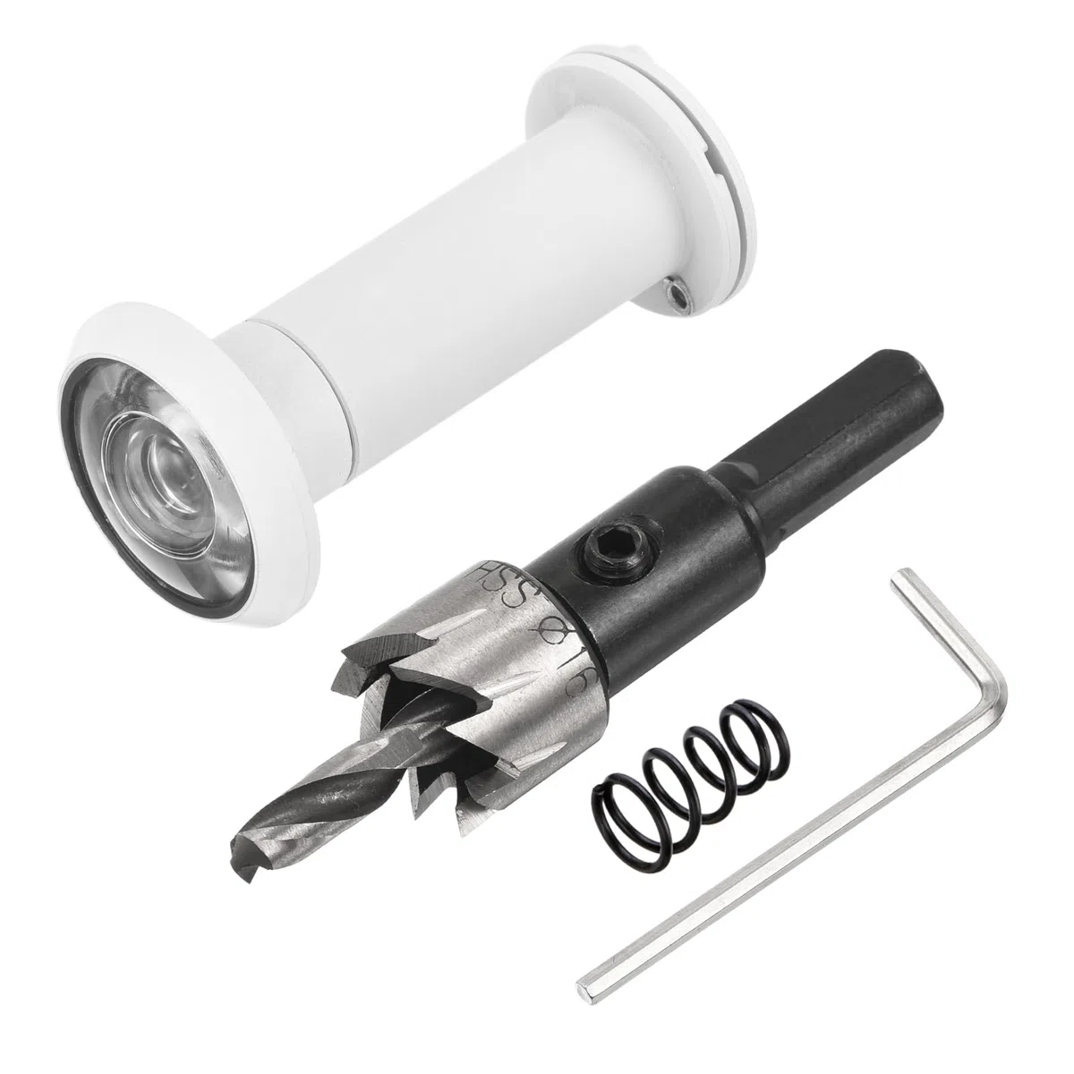 PATIKIL Spioncino da 5/8", in lega di zinco, con copertura per la privacy, 180 gradi, adatto per porte da 1-3/4" a 2-15/16" con punta da trapano da 16 mm per sicurezza, bianco