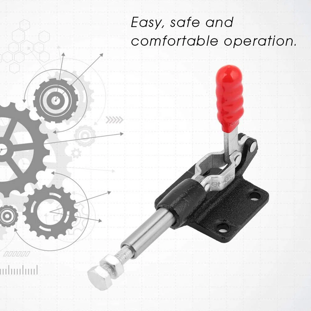 Akozon Morsetti a Ginocchiera Toggle Clamp Ferro zincato Quick Fix Toggle Clamp Holding Fermo Spingere Action Tool mano 370KG(GH-305-CM)