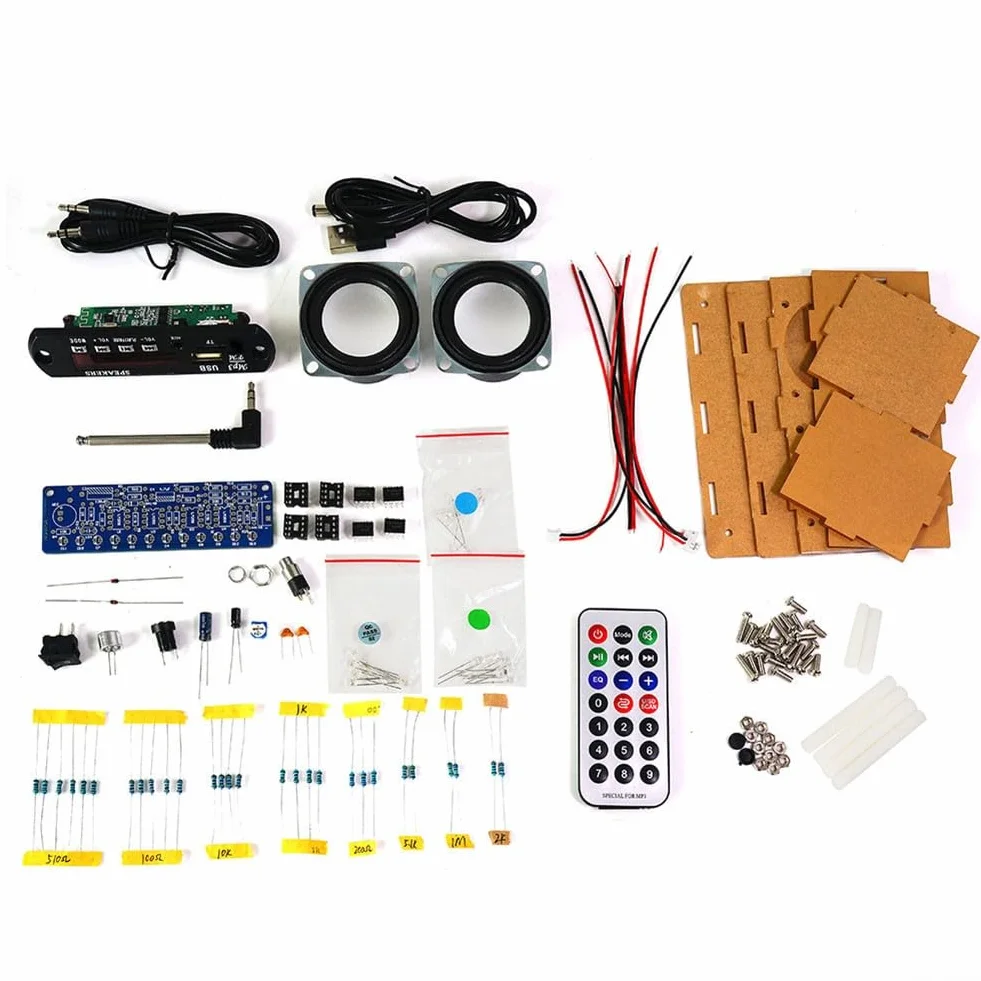 Kit radio FM, kit fai da te con altoparlante elettronico FM, kit di saldatura con indicatore LED, telecomando, per principianti, adulti, bambini