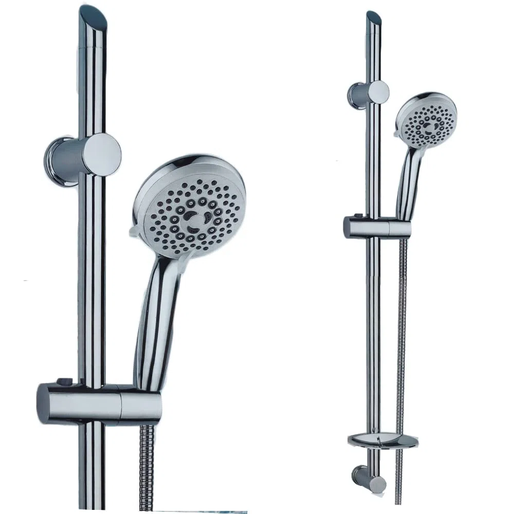 Asta Doccia 75 cm, Kit Asta Saliscendi Doccia Regolabile in Altezza, Colonna Doccia Senza Miscelatore, Staffa Supporto Regolabile, Tubo Flessibile Doccia 150 cm
