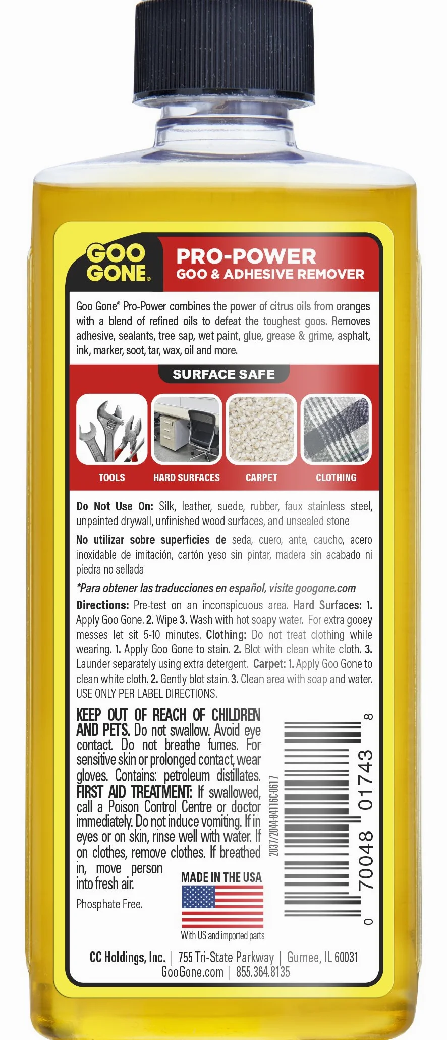 Goo Gone Pro-Power – Superficie Safe, Remover, Grande Pulitore, Nessun Odore duro, Può essere utilizzato su strumenti e macchinari, 8 oz