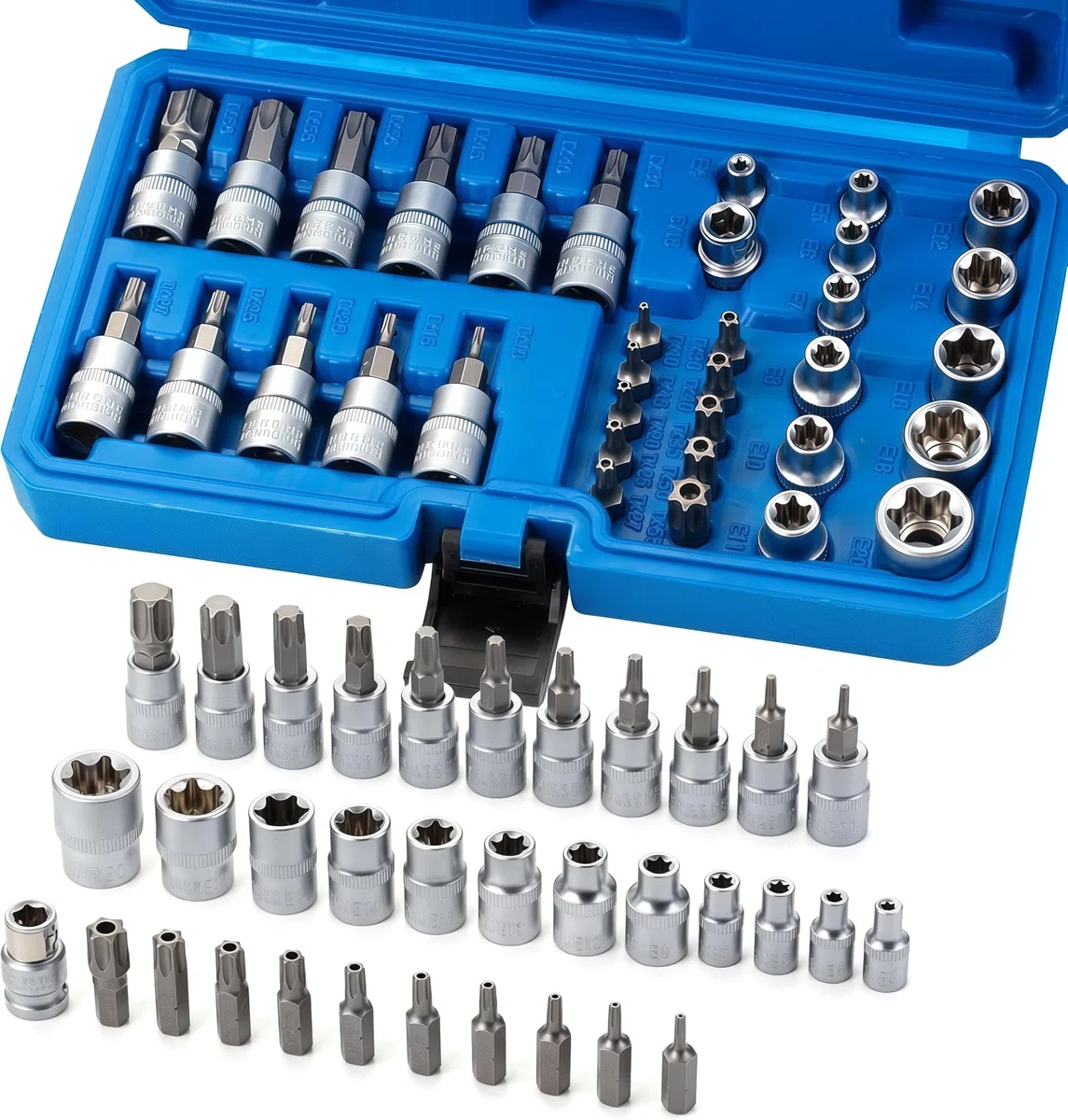 Set da 34 pezzi di Chiavi a Bussola con Cricchetto, Bussole Torx Femmina Robuste con Cricchetto, Inclusi Inserti Torx per Chiavi Multifunzionali