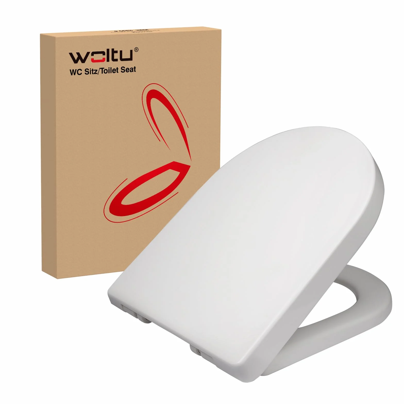 WOLTU Sedile WC Copriwater Chiusura Ammortizzata Soft Close Toilet Seat Bagno in Plastica Bianco Forma di D