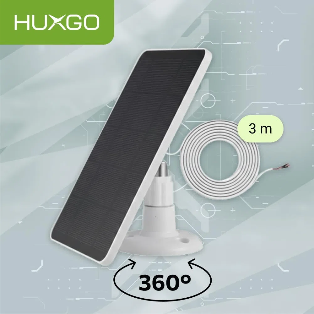 Pannello Solare 3W – Alimentazione esterna per sirena d'allarme wireless HUXGO – Caricabatterie solare monocristallino con cavo da 3 m, HXA-PS030