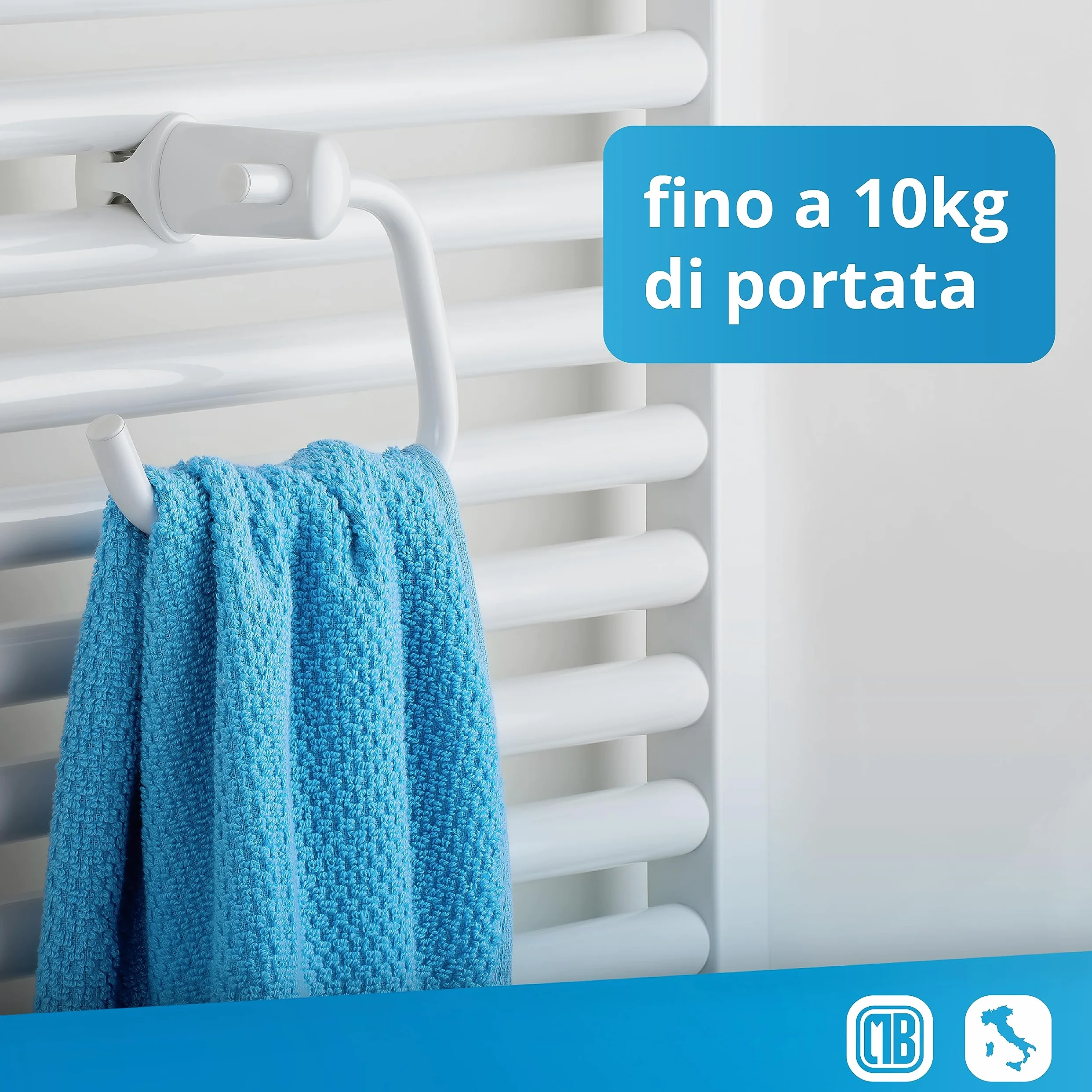 Handy pap scaldasalviette - Portarotolo carta igienica, si fissa direttamente sul radiatore scaldasalviette - Bianco mb