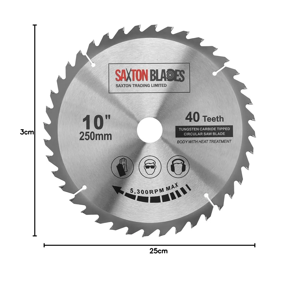 Saxton TCT Circular Lama per legno 250mm x 30mm x 40T compatibile con Bosch, Makita etc compatibile con 255mm saws