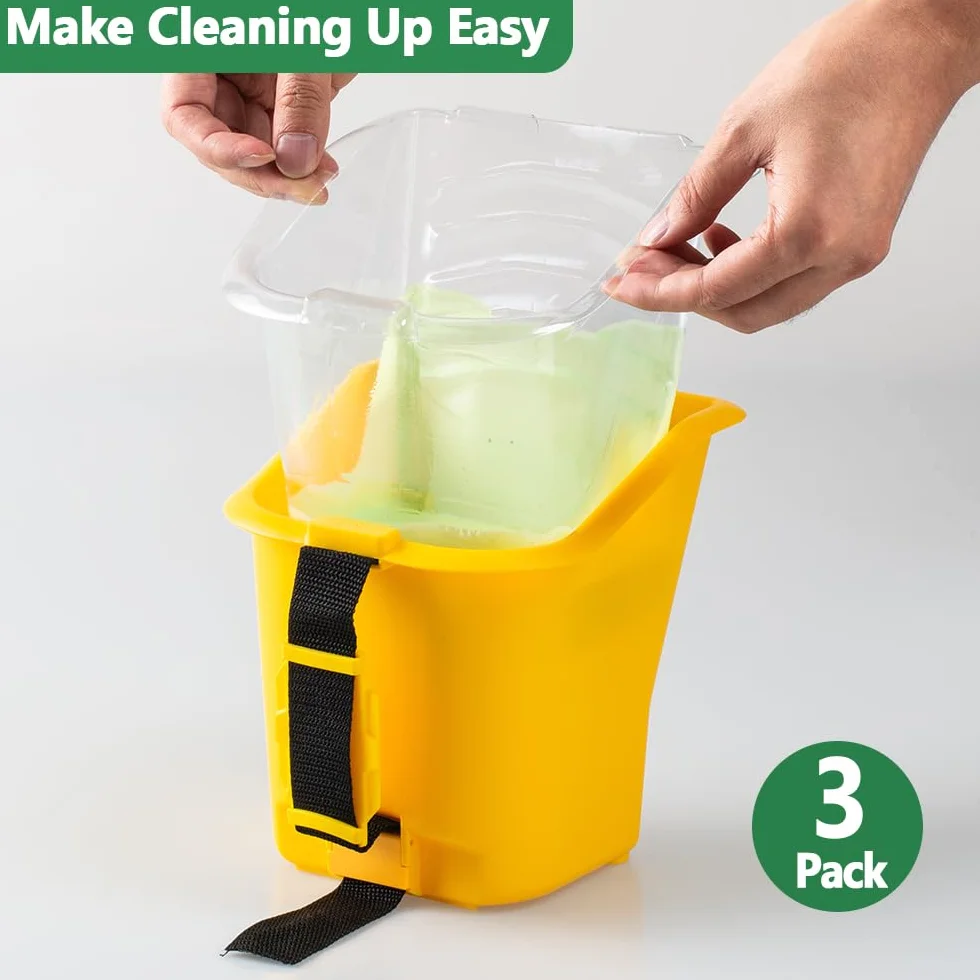 Voomey Bicchieri di vernice, secchio di vernice tenuto in mano, rullo da 10 cm, pennello, impugnatura magnetica integrata, adatto per decorazioni, riparazioni, piccoli progetti di pittura e