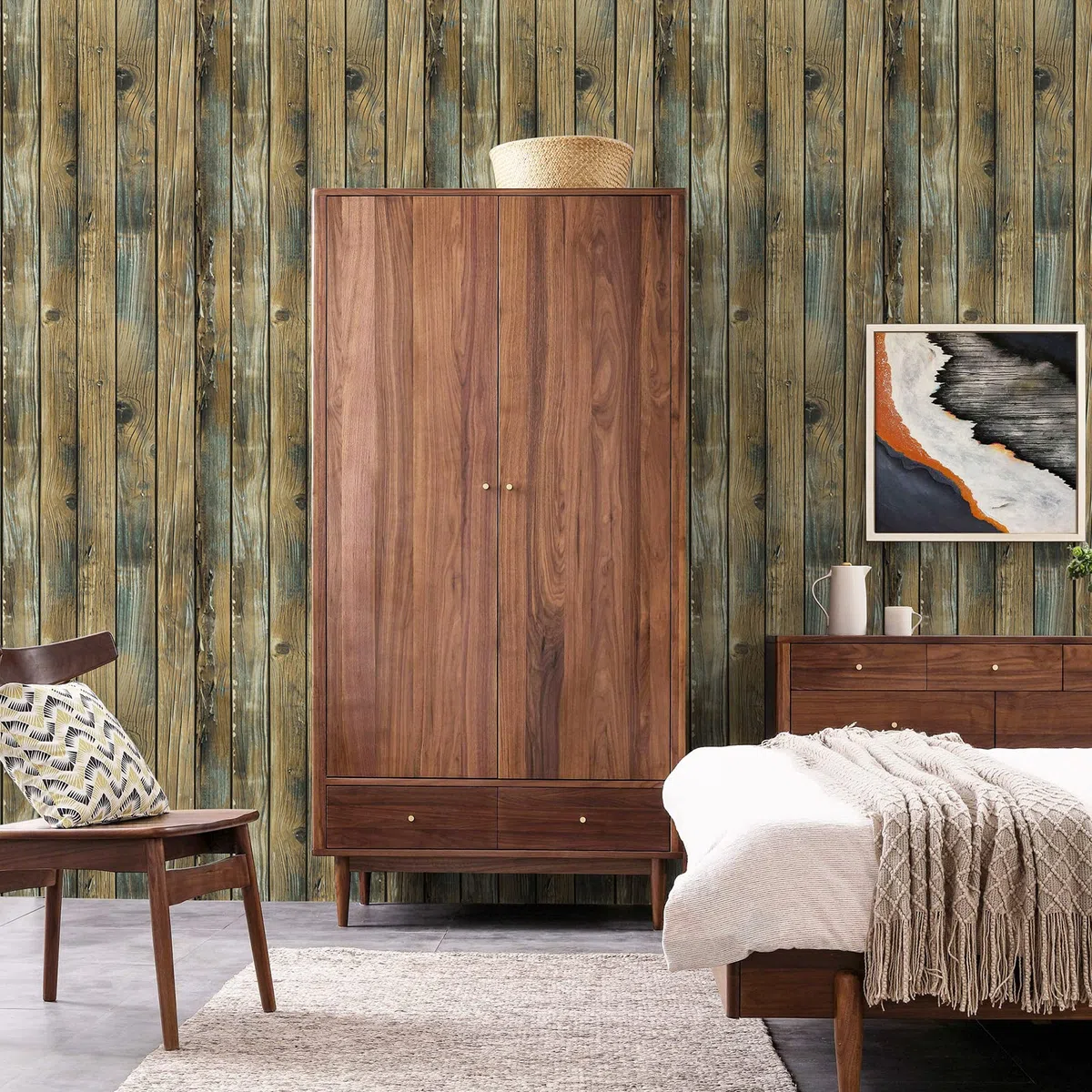 Carta da Parati Autoadesiva in Legno Giallo Marrone Adesivo da Parete Impermeabile Pellicole Viniliche Decorative Effetto Legno per Cucina Ufficio Camera da Letto 44,5x500cm