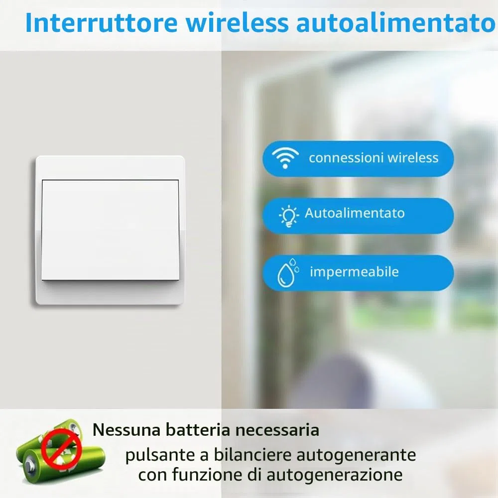 interruttori senza fili autoalimentati cinetico interruttore senza fili senza batteria rf interruttore remoto pulsante wireless interruttore luce wireless per illuminazione domestica(EU 2V1 a)