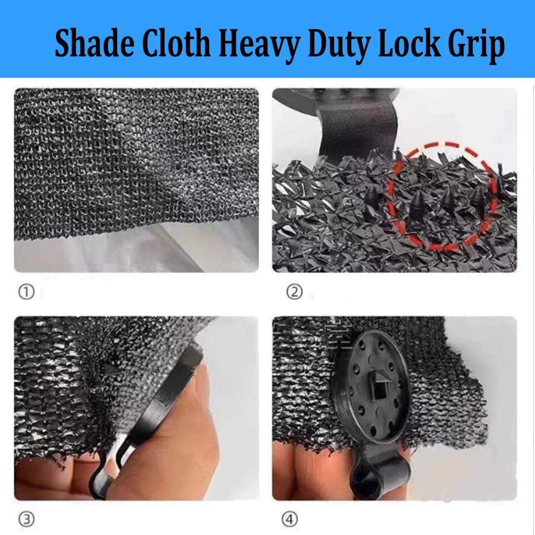 Shade Cloth Heavy Duty Lock Grip, Heavy Duty Lock Grip for Tarp & Shade Cloth, Windproof Awning Clamp Grip, Removable Garden Netting Awning Fabric Retaining Clip, for Mesh, Canopy, Fence (100pcs)