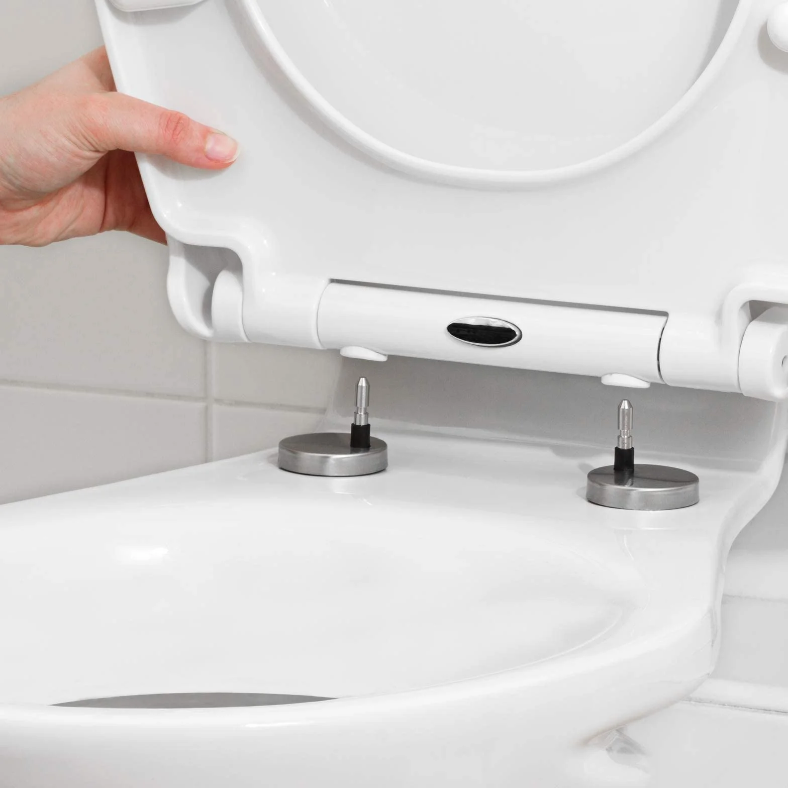 Tavoletta WC Universale con Chiusura Rallentata e Sgancio Rapido - Copriwater Bianco in Termoindurente con Cerniere Regolabili in ABS - Sedile WC Universale 44,1x36,5x5cm - Accessori Bagno