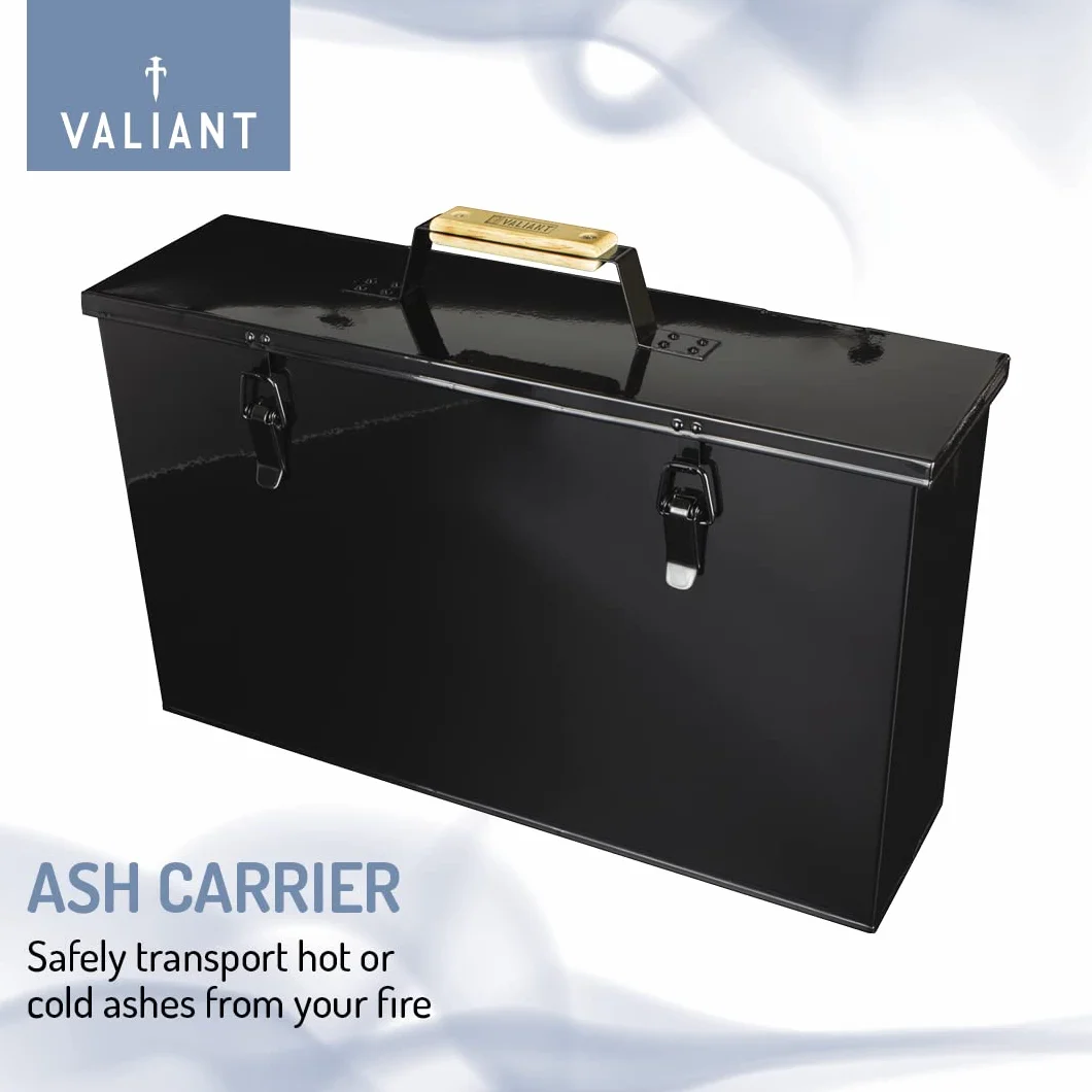 Valiant Fireside - Portacenere in metallo, nero, 45 cm x 26 cm x 12 cm