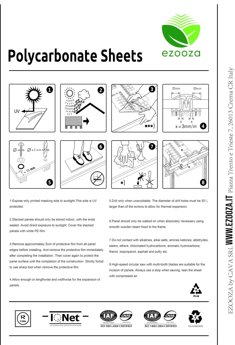 Set di 10 lastre Policarbonato Alveolare 6 mm 100 x 13.5 cm