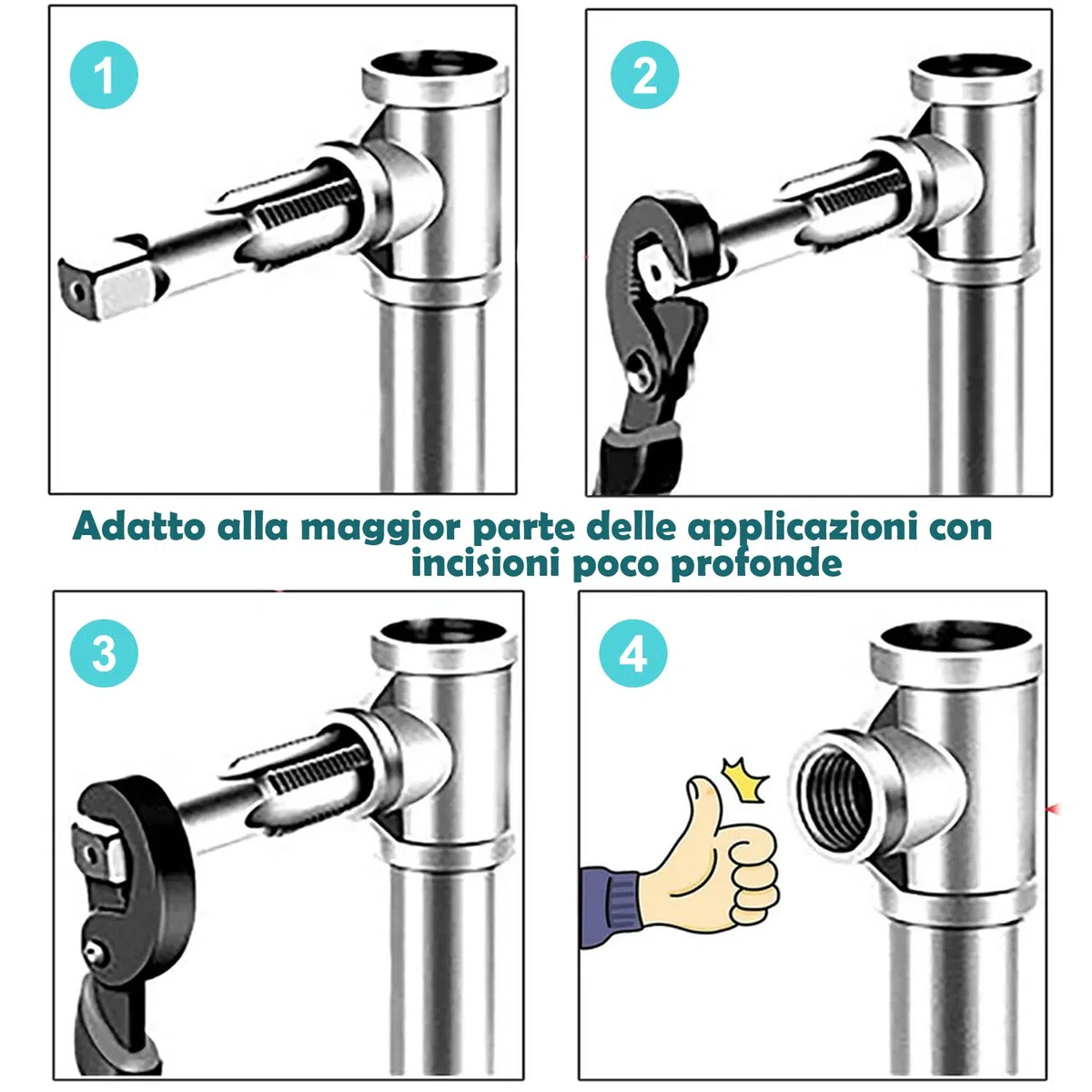 Set di Maschi a Tubo NPT 5 pezzi, 1/8", 1/4", 3/8", 1/2" e 3/4" NPT Rubinetto Filettato per Filettare, Kit Filettatura per Pulire o Rifilare Filettature di Tubi Danneggiate o Inceppate