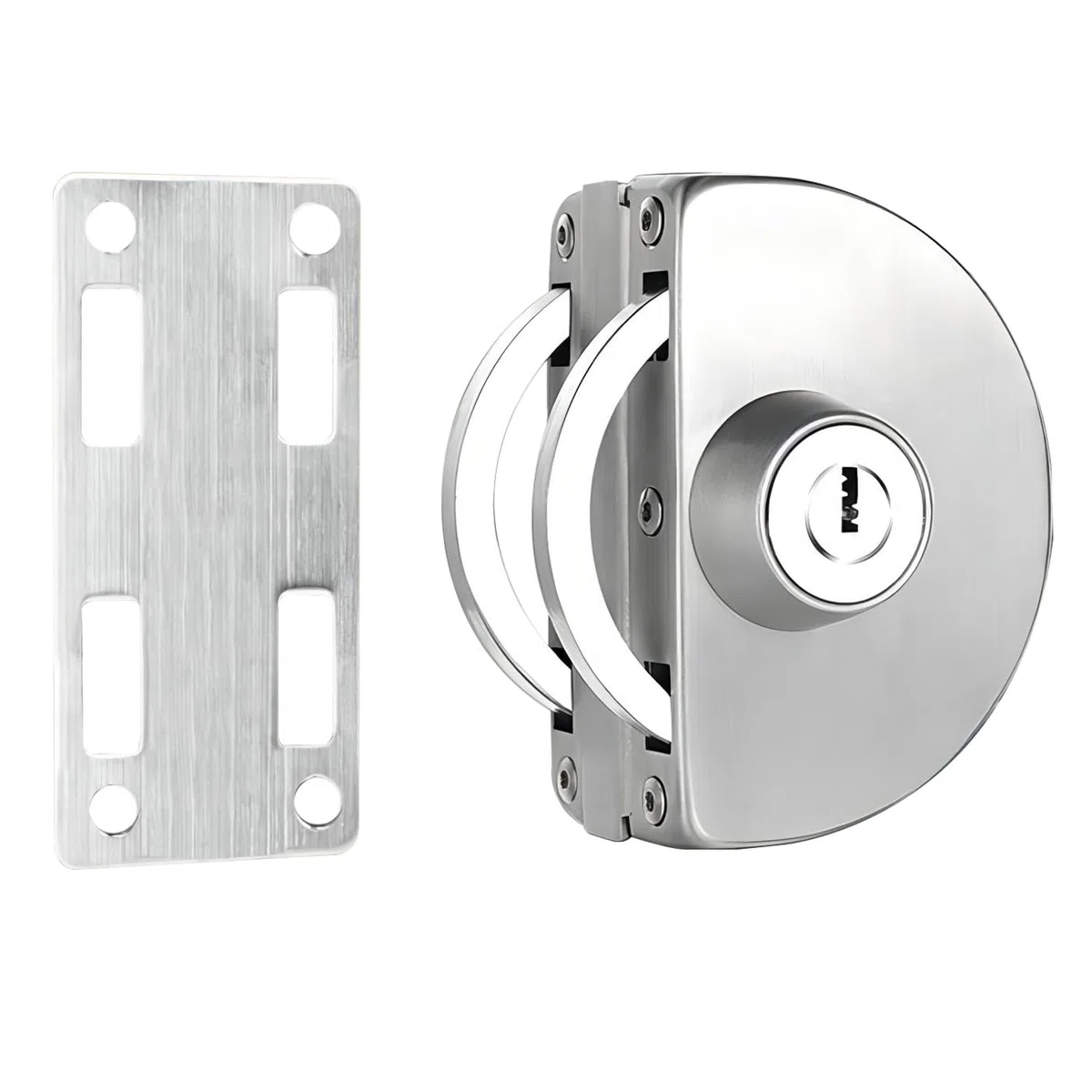 Qrity Serratura per Porta in Vetro Senza Perforazione Singolo con 3 Chiavi in ​​Rame Adatta per Porte in Vetro 10~12 mm