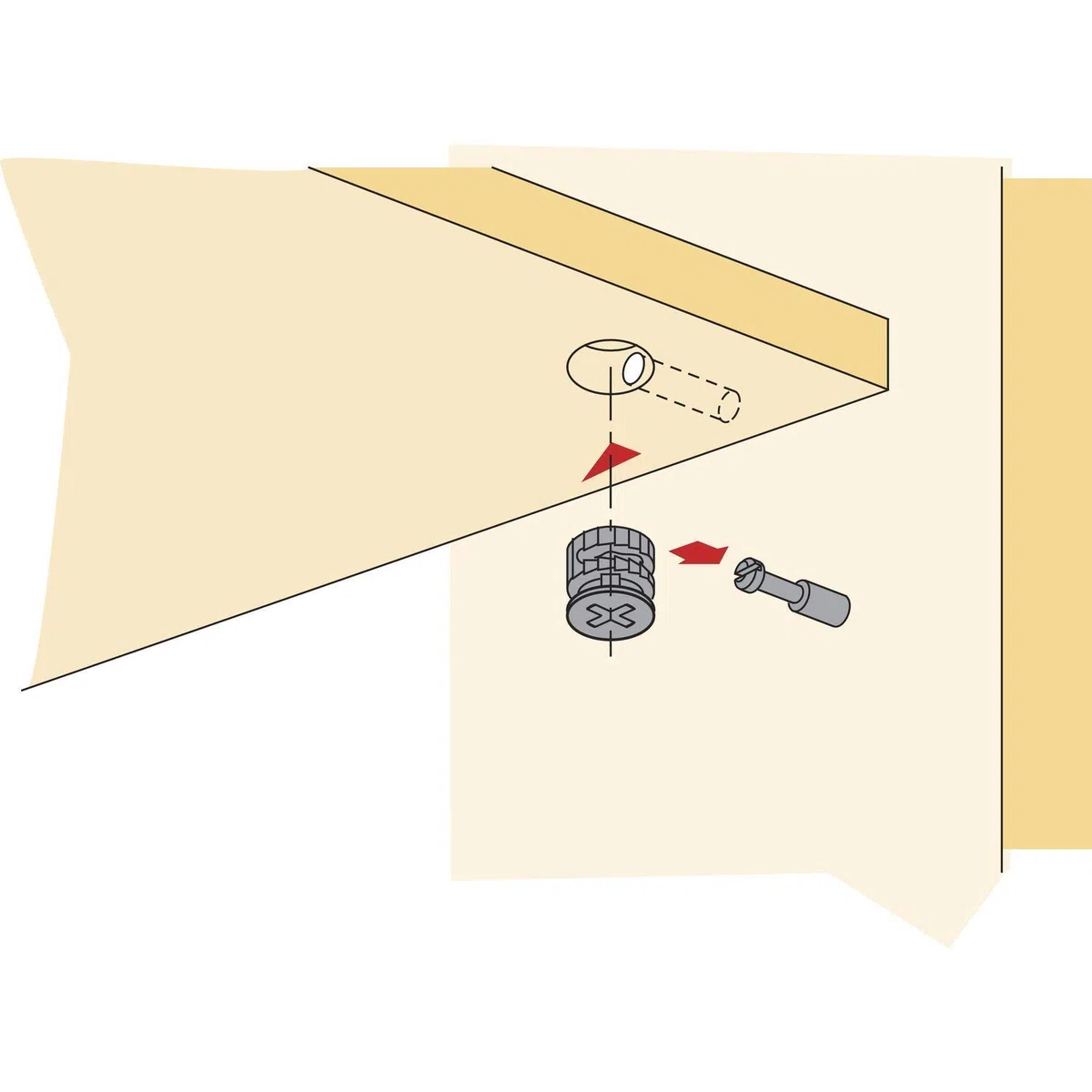 Connettore Eccentrico Raccordi a Camme Ø11,8mm con Tasselli M6x41mm e Dadi Pre-inseriti M6 per il Collegamento del Pannello del Mobiletto Mobili Grigio (Set da 100)