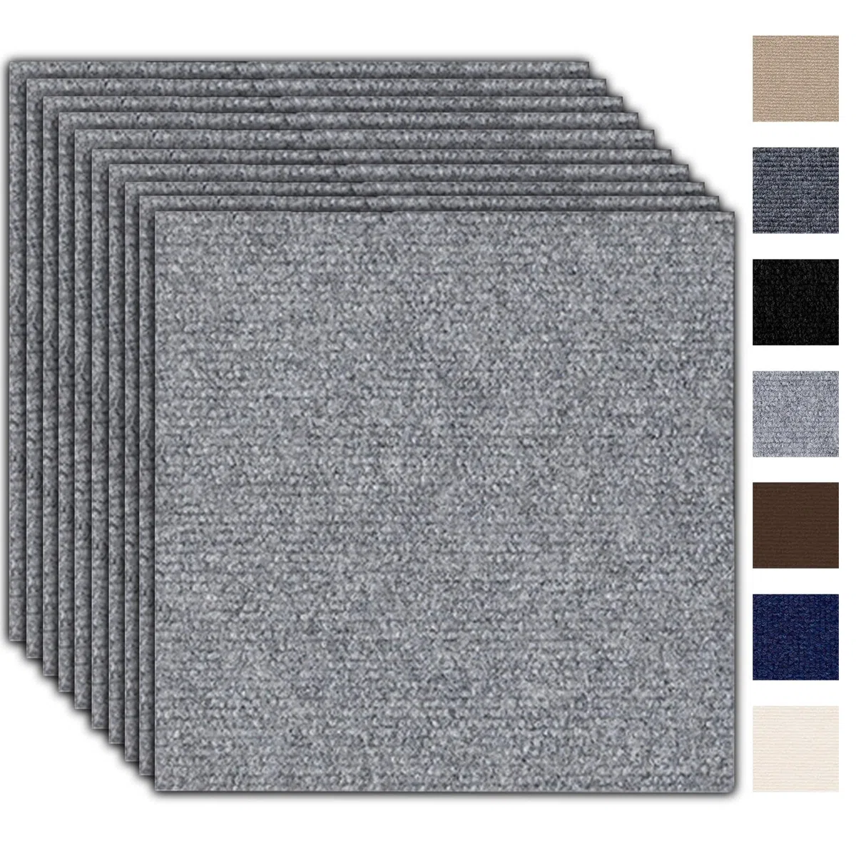Piastrelle autoadesive per moquette 30x30cm - Set da 10 pezzi - 0,9 m² - Piastrelle per moquette con retro, moquette autoadesiva, moquette resistente per appartamento, ufficio, attività commerciale