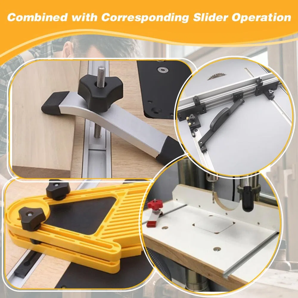 2 Pezzi T Track Alluminio 400MM Profile T Track Binari a T Metrici per Router Table Saw per Falegname con 2 Cursori M6, 2 Cursori M8, 8 Viti, 1 Cacciavite