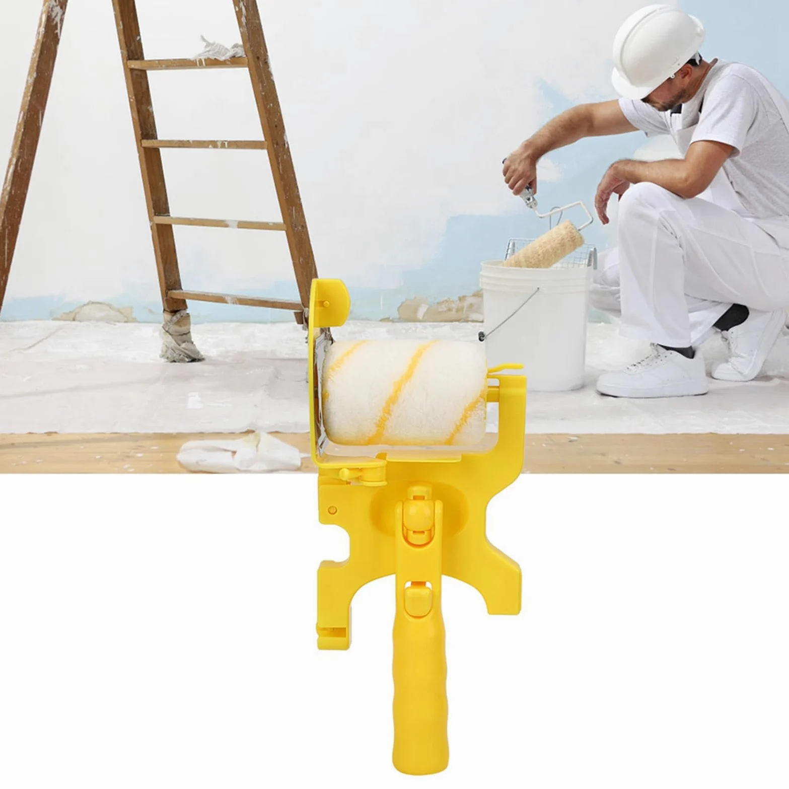 Bordo per rullo di vernice, kit di bordo per vernice portatile con rullo e pennello, Bordo per pittura portatile per strumento di sicurezza a soffitto a parete per la casa, 30 x 12 x 6,4 cm