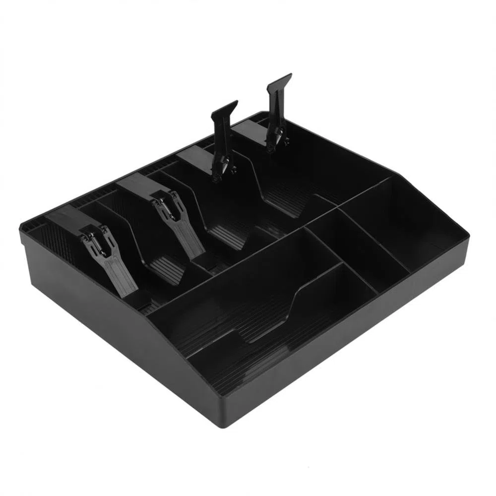 Cassetto Portasoldi, Cassetto Porta Contanti, Cassetto per Registratore di Cassa, 4 Scomparti per Monete E 4 Scomparti per Banconote, 32 * 27 * 6 Cm (Nero)