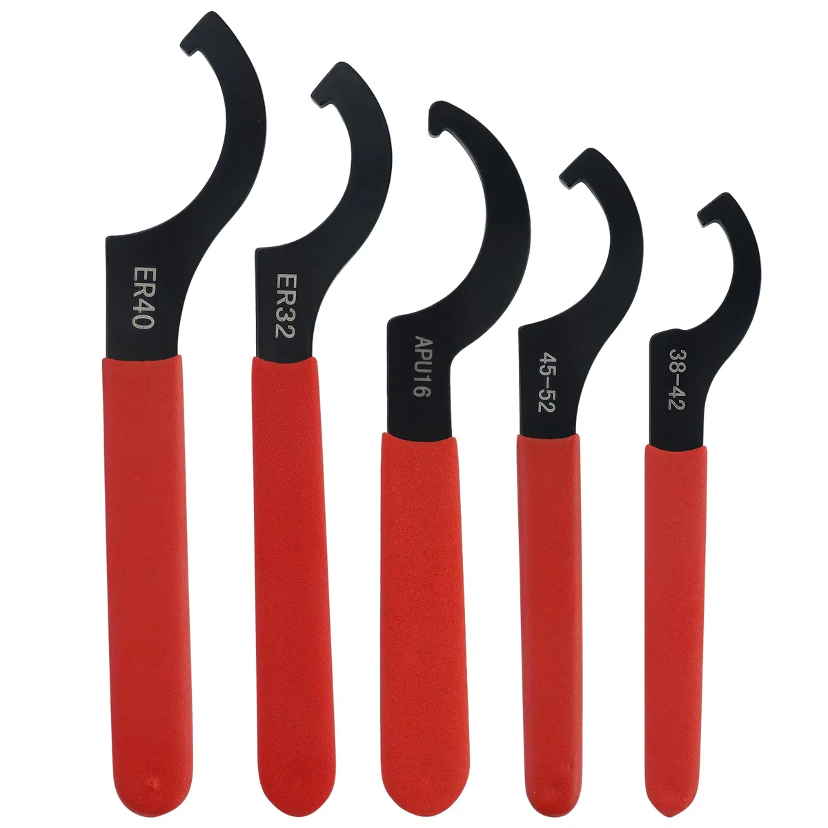 Set di 5 chiavi a gancio, set di chiavi regolabili con impugnatura antiscivolo, chiavi per ammortizzatori in acciaio, set di chiavi per filettatura, utensile per ammortizzatori