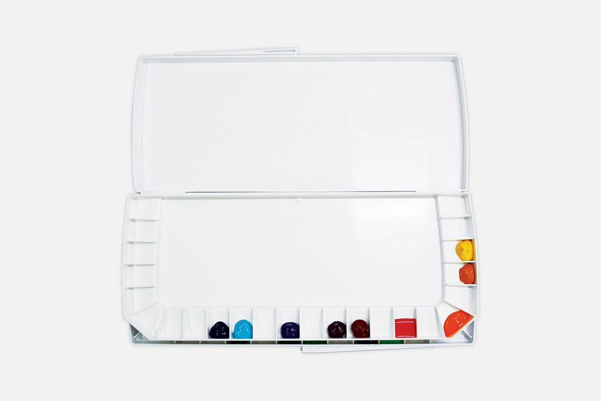 Mijello MWP-1740 - Palette per acquerelli a doppio piano, ermetica, 40 pozzi, 370 x 180 x 30 mm