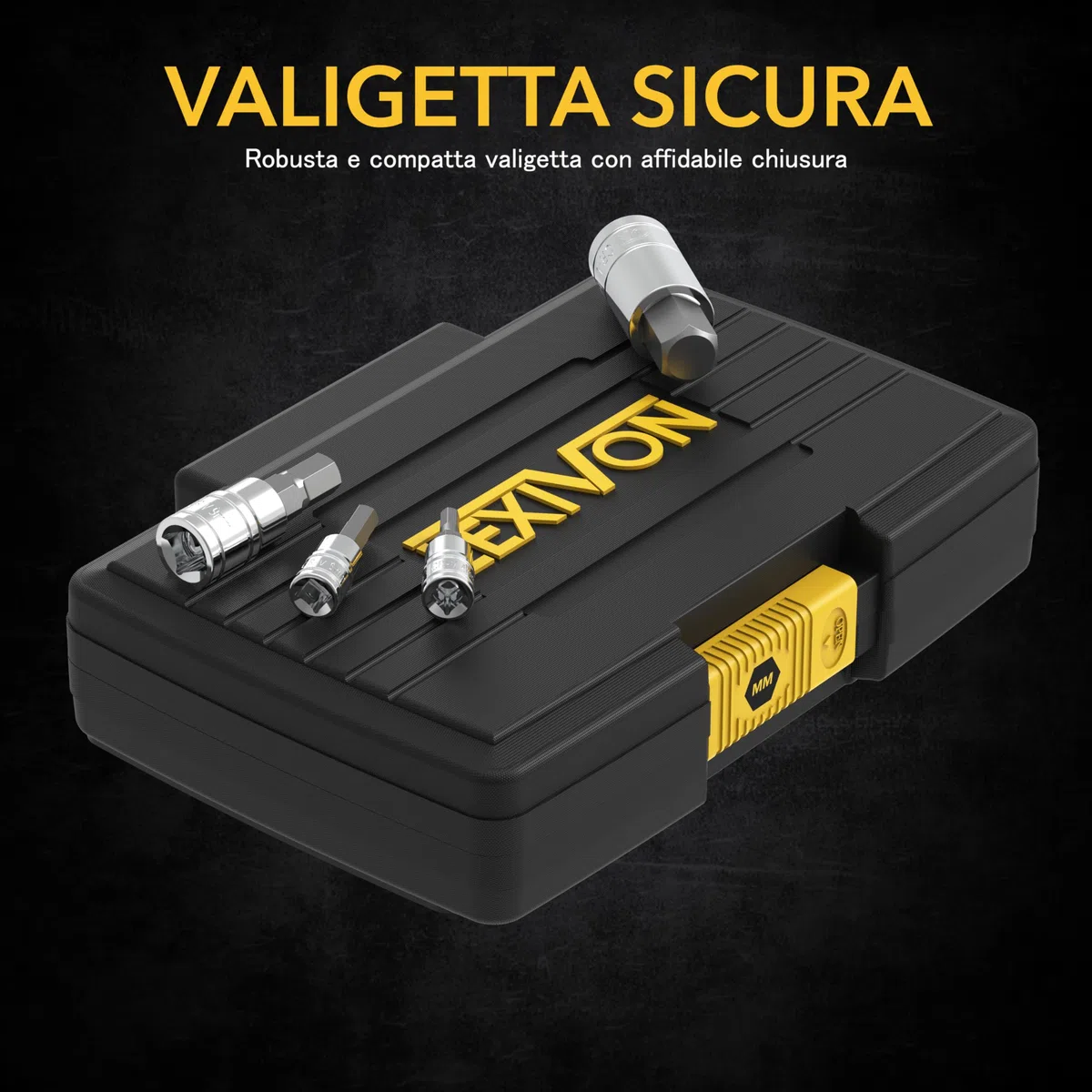 LEXIVON Set di Chiavi a Bussola con Punta Esagonale per Chiave Dinamometrica, Chiave a Cricchetto e Avvitatore a Batteria, 13 pezzi Metrici 2 mm - 14 mm, in Lega di Acciaio S2, in Valigetta (LX-141)