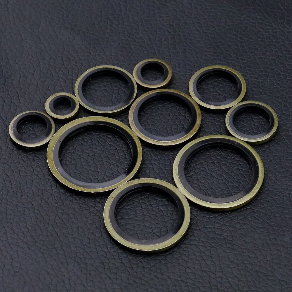 Rondella Piatta con Labbro in Gomma, 150 pezzi Kit Piatte Guarnizione Anelli di Tenuta, 10 Taglie Rondelle, Guarnizione per Tappo di Scarico, Riparazione Auto, Ø 6-24 mm