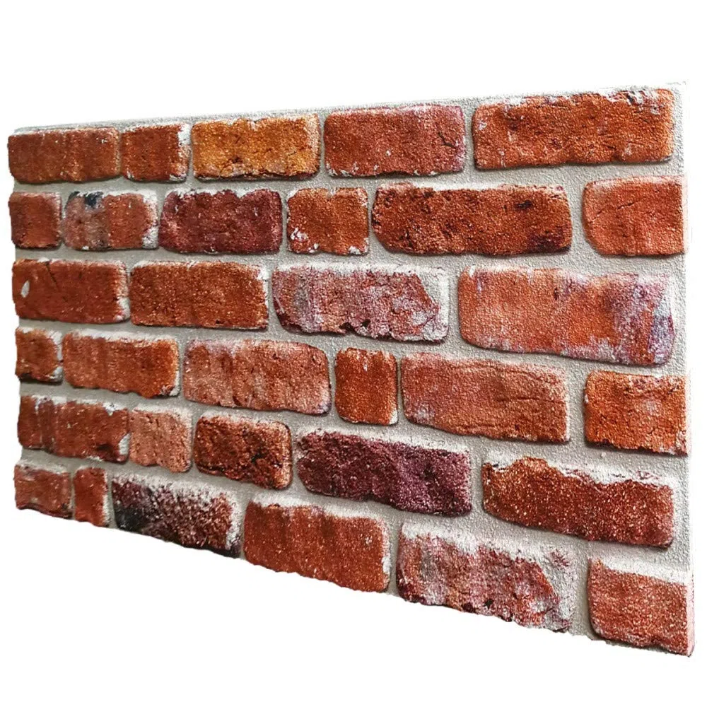 Pannello Mattoncino Ricostruito in Polistirolo Resinato Misure 100 cm X 50 cm Spess. 2 cm isolanti Termici per Interni e Esterni Modello FOCOLARE