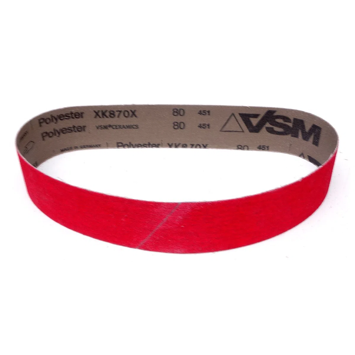 Nastro abrasivo VSM XK870X – 50 x 686 mm – grana P80 – 5 pezzi – grana ceramica aggressiva per acciaio inossidabile – base tessuto robusto e resistente allo strappo – impermeabile – nastri abrasivi