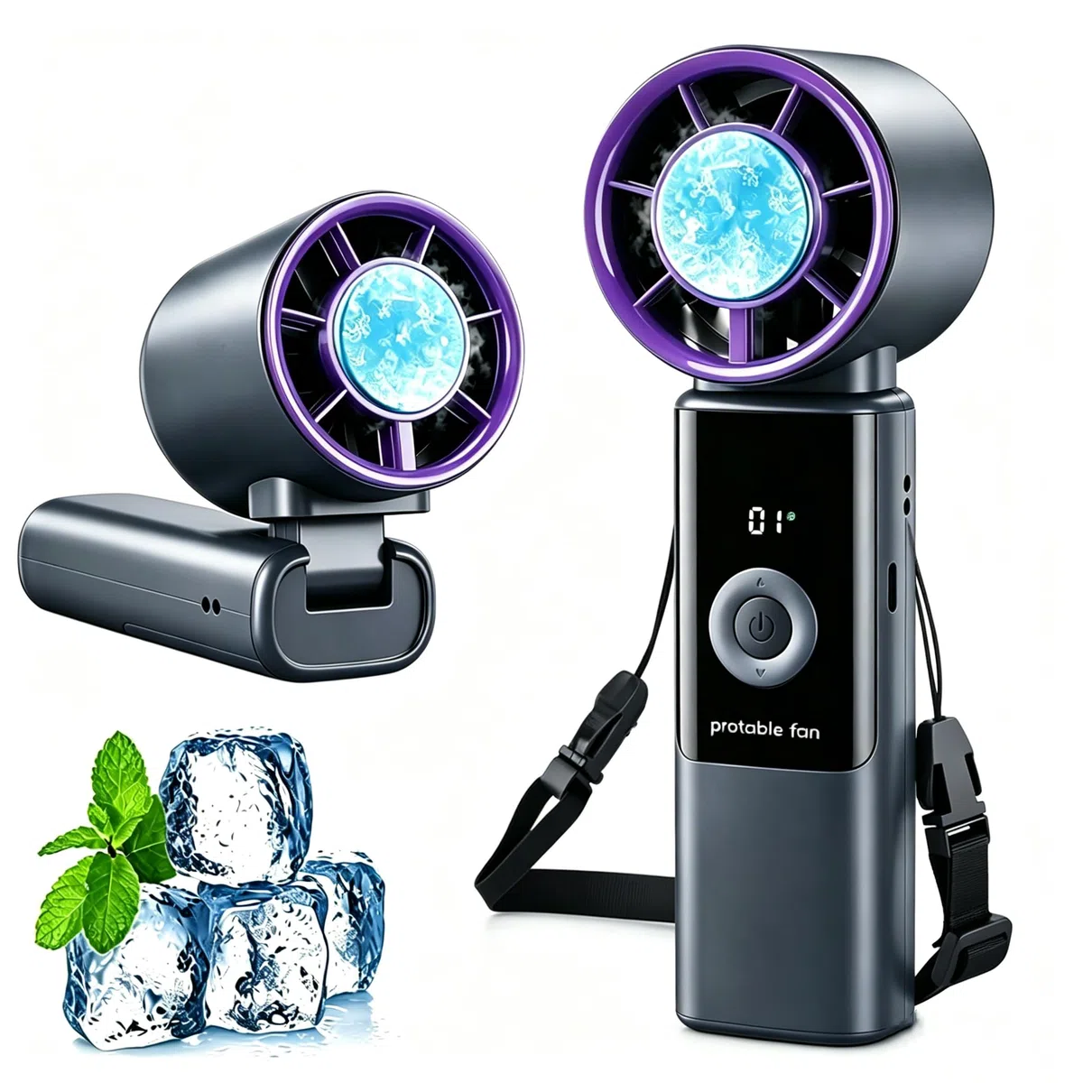 Mini Ventilatore Portatile Turbo 5 Velocità Ventilatore a Mano Raffreddamento Batteria 4000mAh Ventilatore Ricaricabile Pieghevole per Ufficio Viaggi Esterni Interni Aperto Campeggio