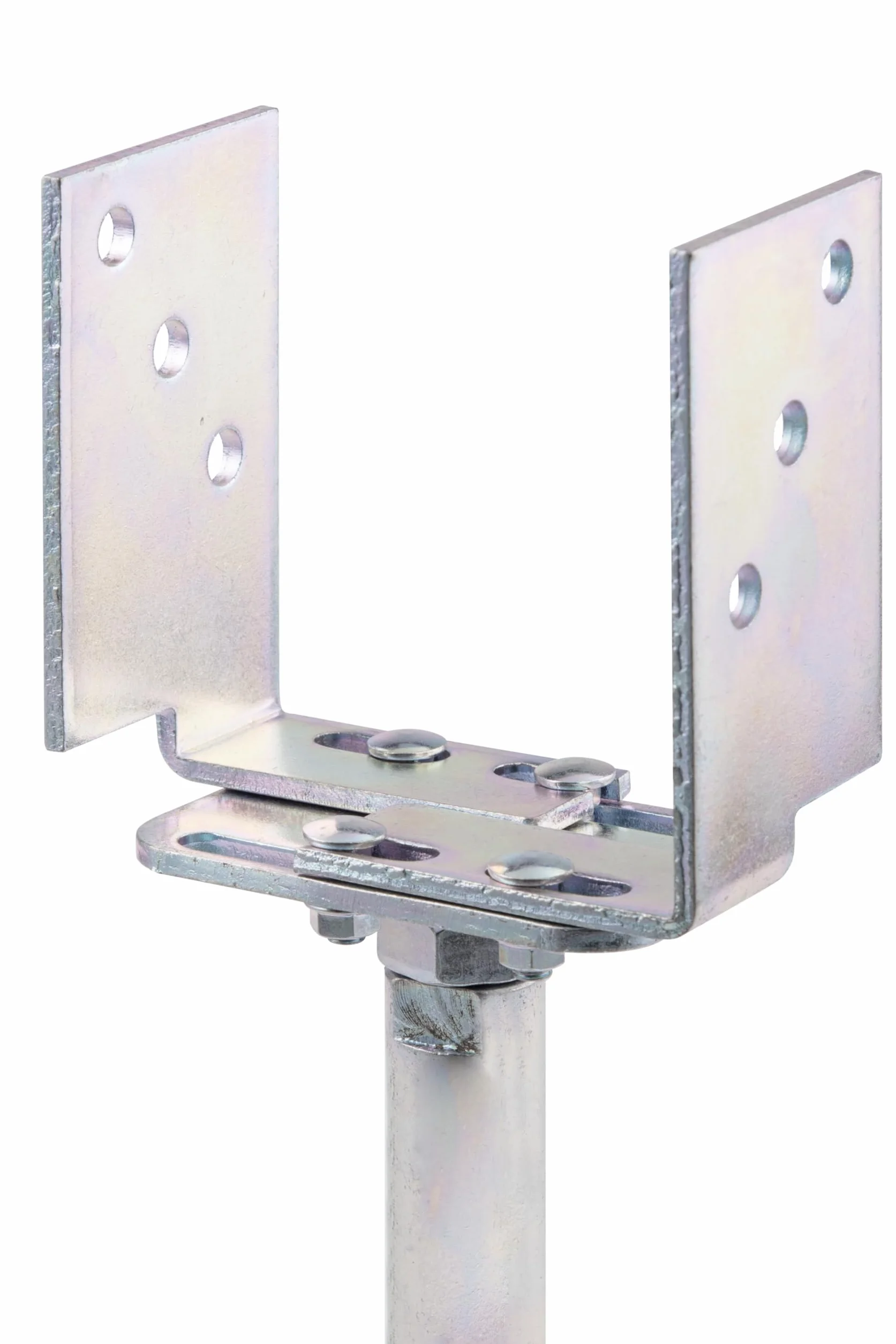 Alberts 218058 Staffa portapalo ad U, regolabile in altezza e larghezza e da avvitare, zincato galvanico, con strato spesso passivato, larghezza 71-161 mm, altezza 150-190 mm