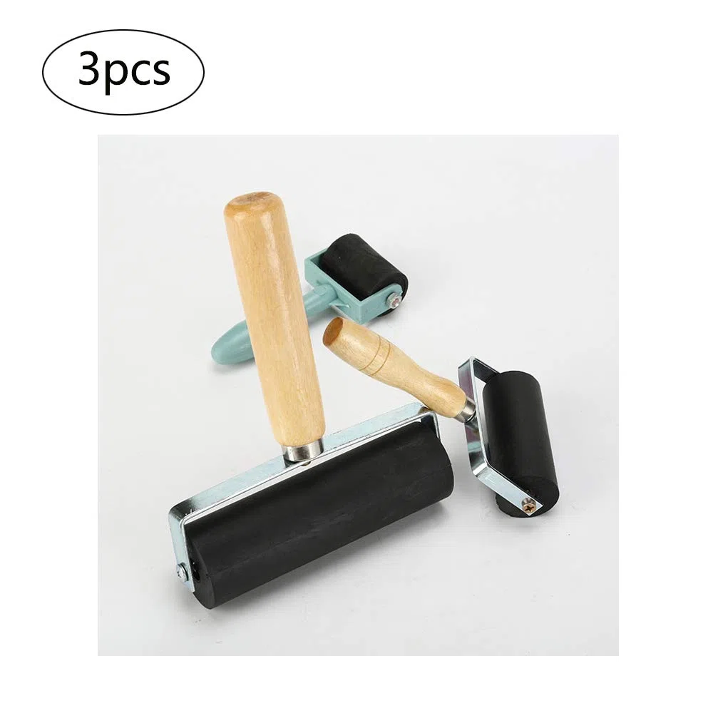 3 Pezzi Rullo di Gomma Brayer, Gomma Incisione Rullo Inchiostro Roller Printing Tools, Rullo di Gomma Spazzola, Rullo di Inchiostro, Rullo Gomma, per Stampigliatura ad Inchiostro(Nero)
