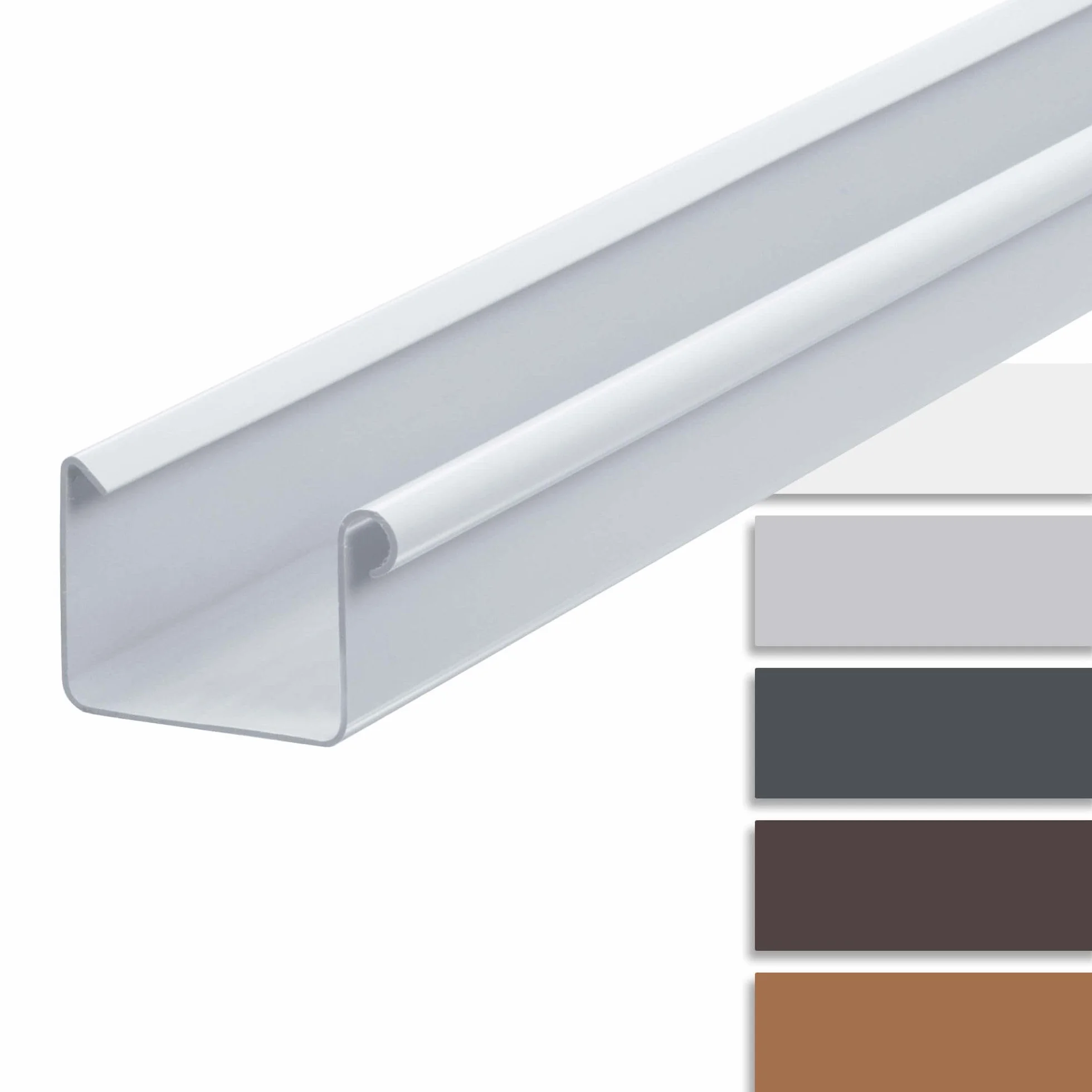 INEFA Grondaia squadrata in PVC 200 cm DN68 bianca, canale di gronda per gazebo, carport e casetta da giardino, gronda rettangolare in plastica