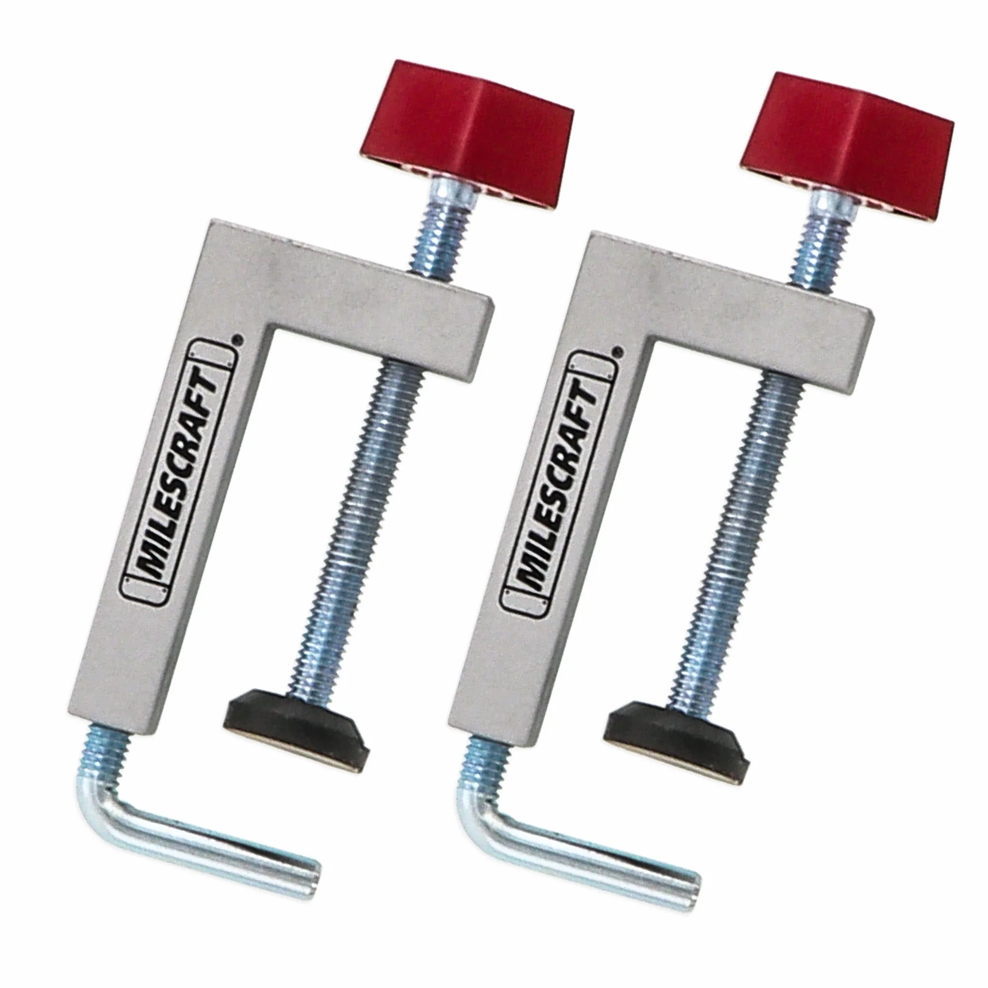 Milescraft Morsetti per recinzione 4009 – Confezione da 2 morsetti universali con asta da 3/8" per seghe da tavolo, troncatrici, banchi router e quadrati di bloccaggio