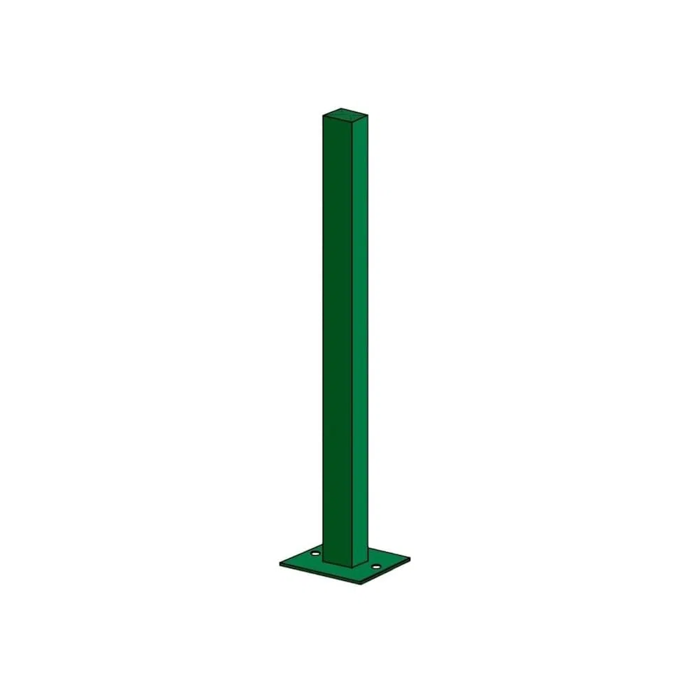 BUD - Palo quadro plastificato 60x40 con staffa fissaggio a pavimento per recinzione modulare a pannello 1 PZ (H128 cm)